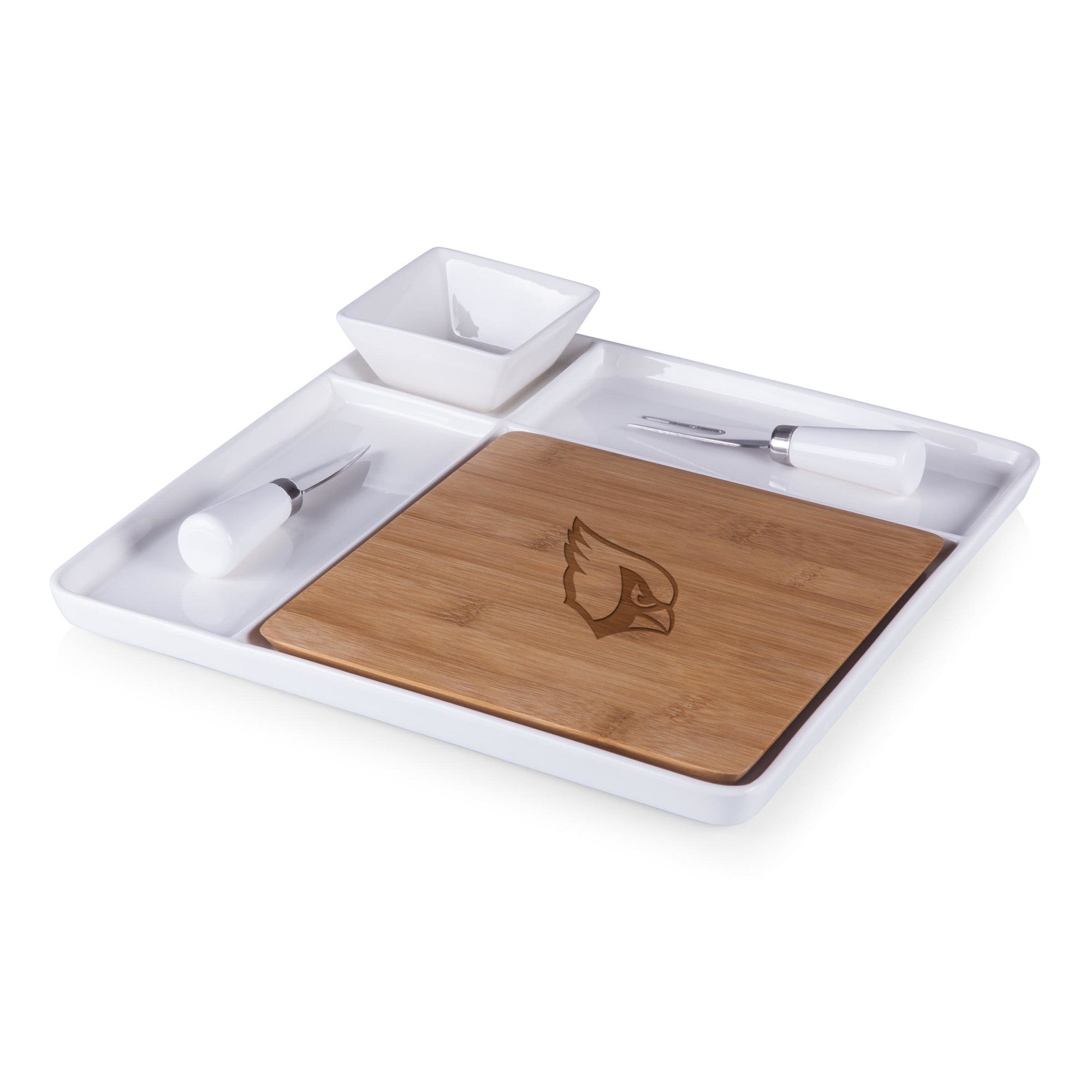 Arizona Cardinals - Peninsula Cutting Board & Serving Tray, (Bamboo & White Ceramic)