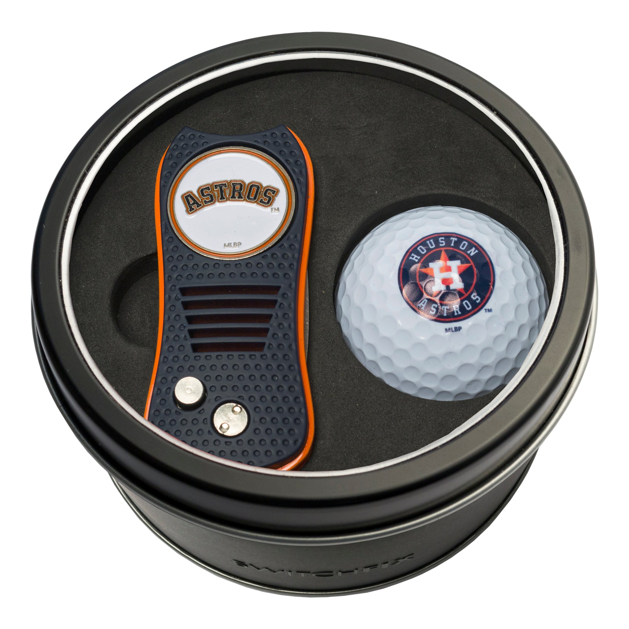 Houston Astros Switchblade Divot Tool + Golf Ball Tin Gift Set