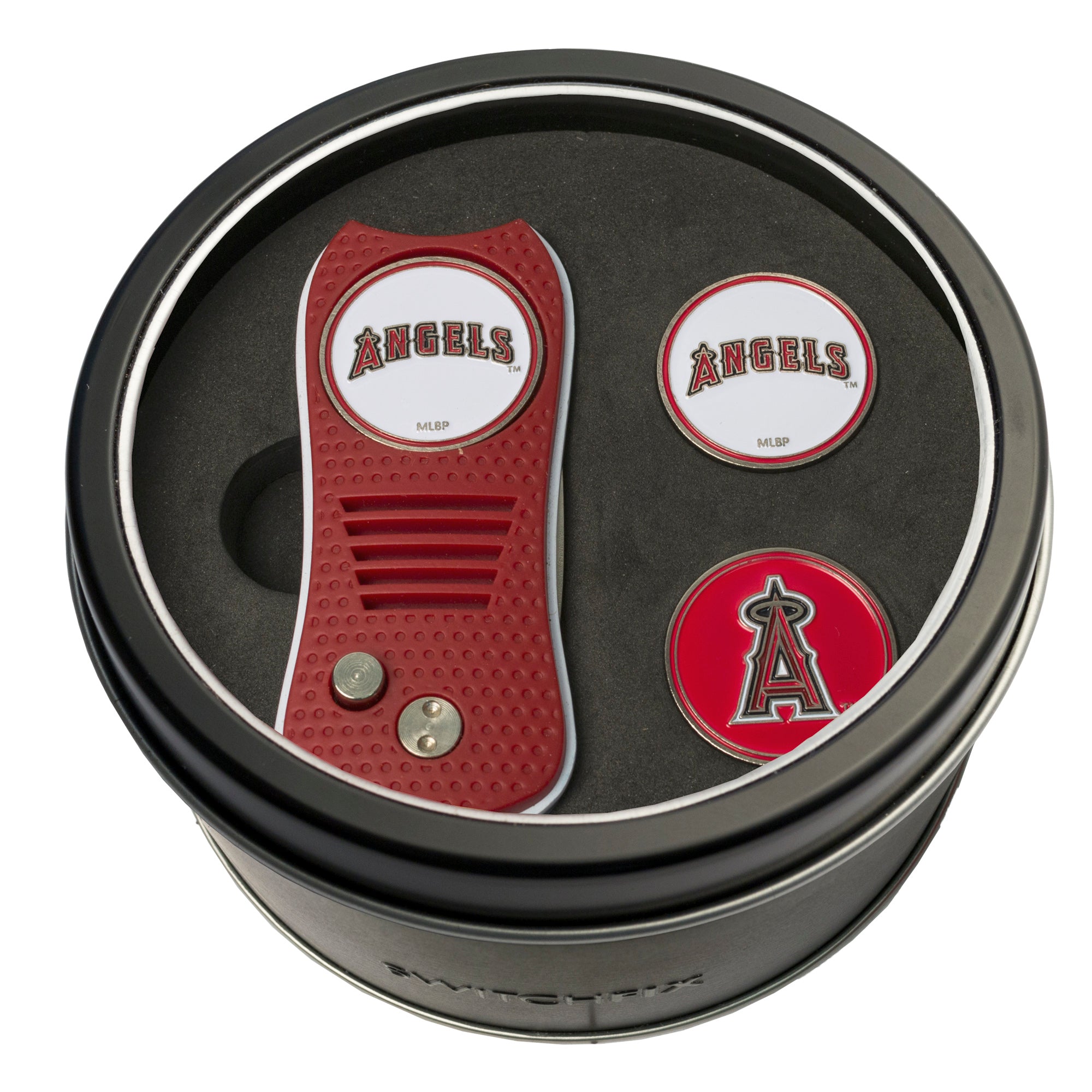 Los Angeles Angels Switchblade Divot Tool + 2 Ball Marker Tin Gift Set