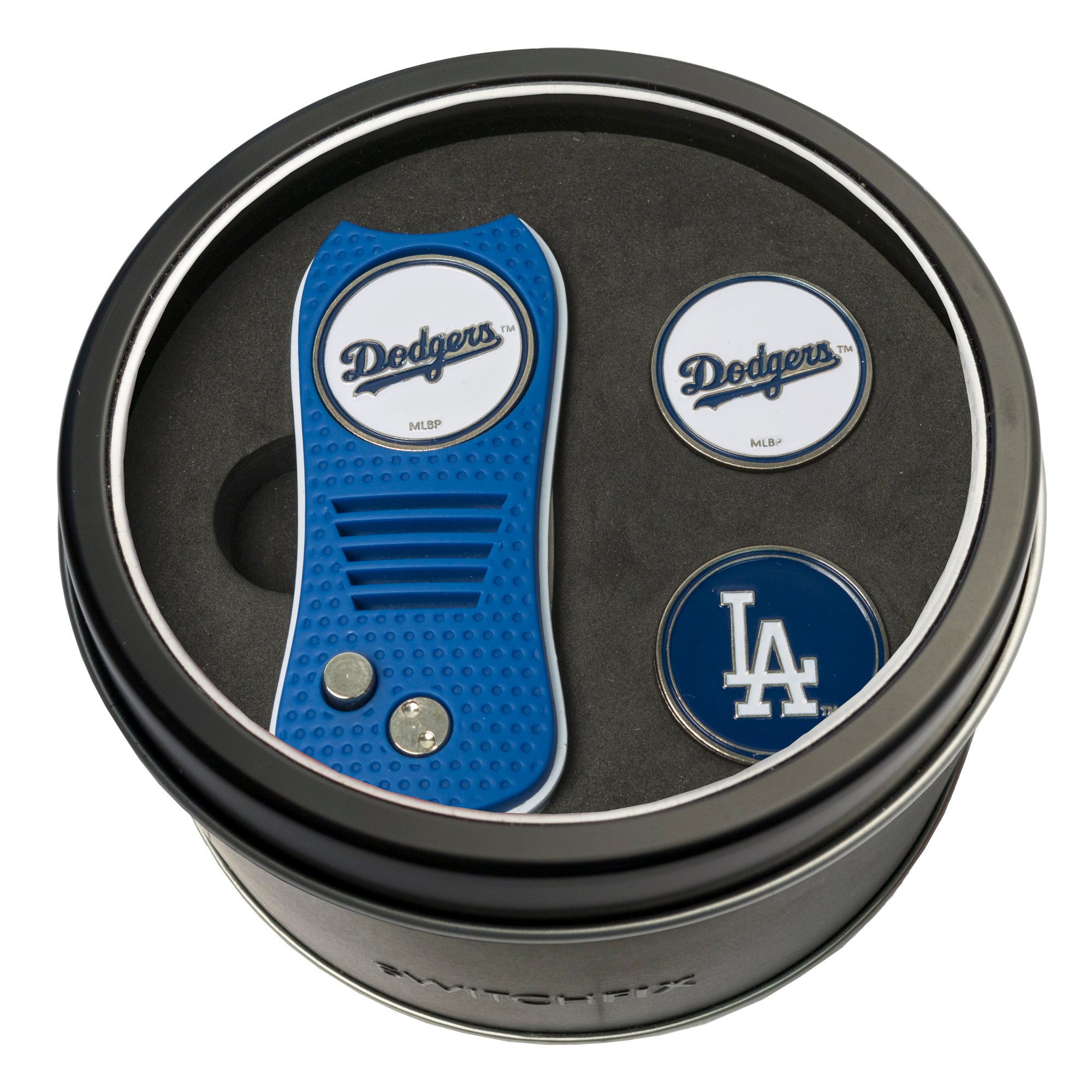 Los Angeles Dodgers Switchblade Divot Tool + 2 Ball Marker Tin Gift Set