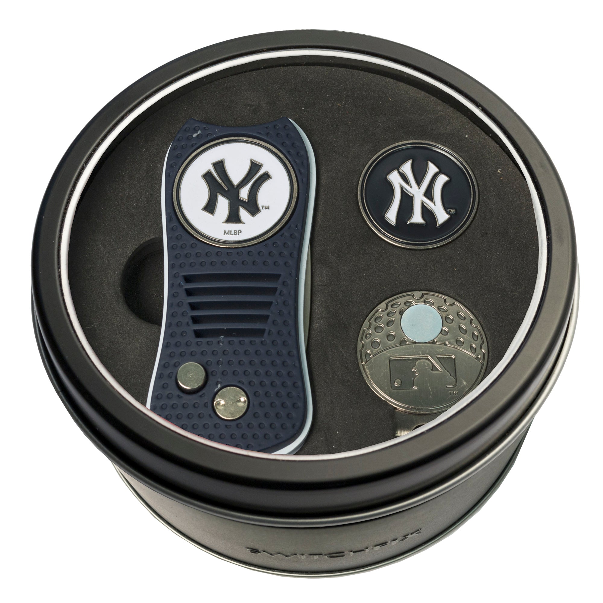 New York Yankees Switchblade Divot Tool + Cap Clip + Ball Marker Tin Gift Set