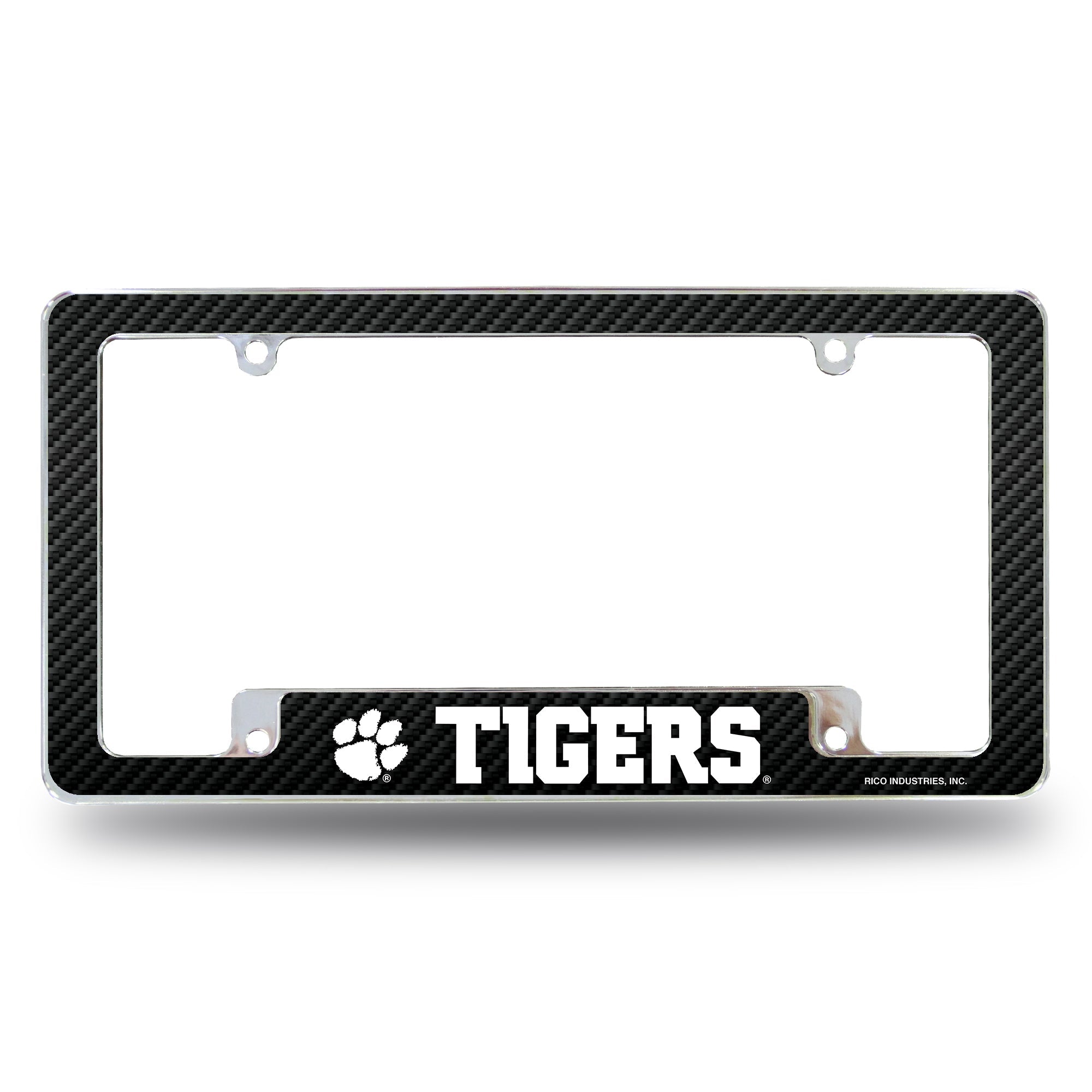 Clemson Tigers All Over 12 x 6 Chrome Frame - Carbon Fiber Design
