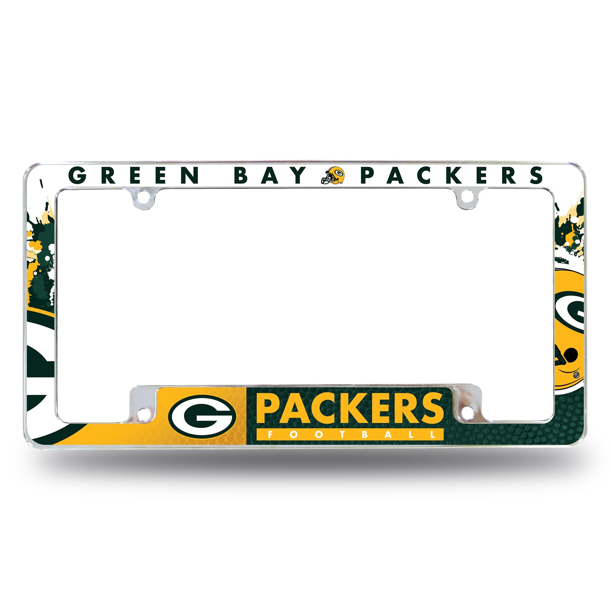 Green Bay Packers All Over 12 x 6 Chrome Frame