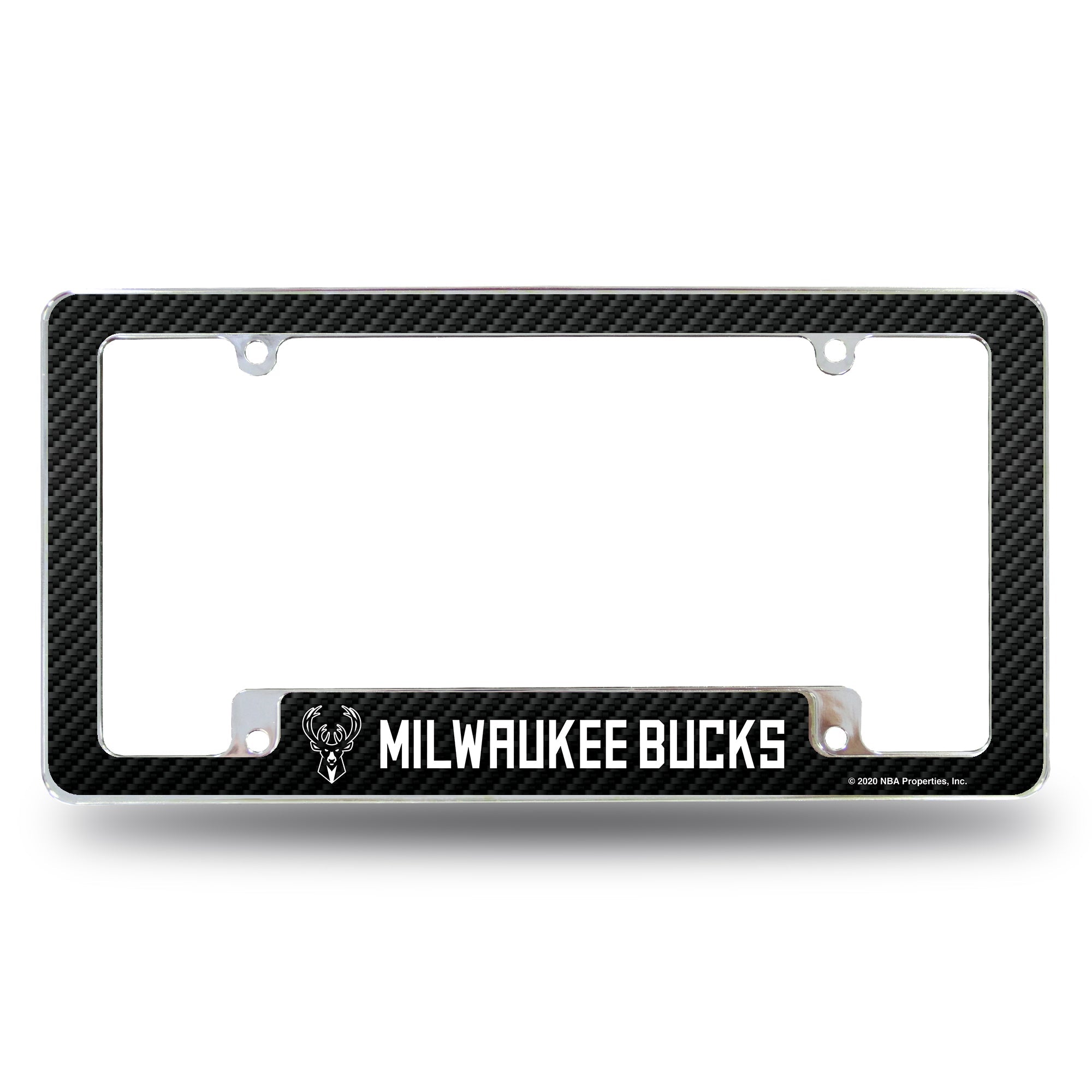 Milwaukee Bucks All Over 12 x 6 Chrome Frame - Carbon Fiber Design
