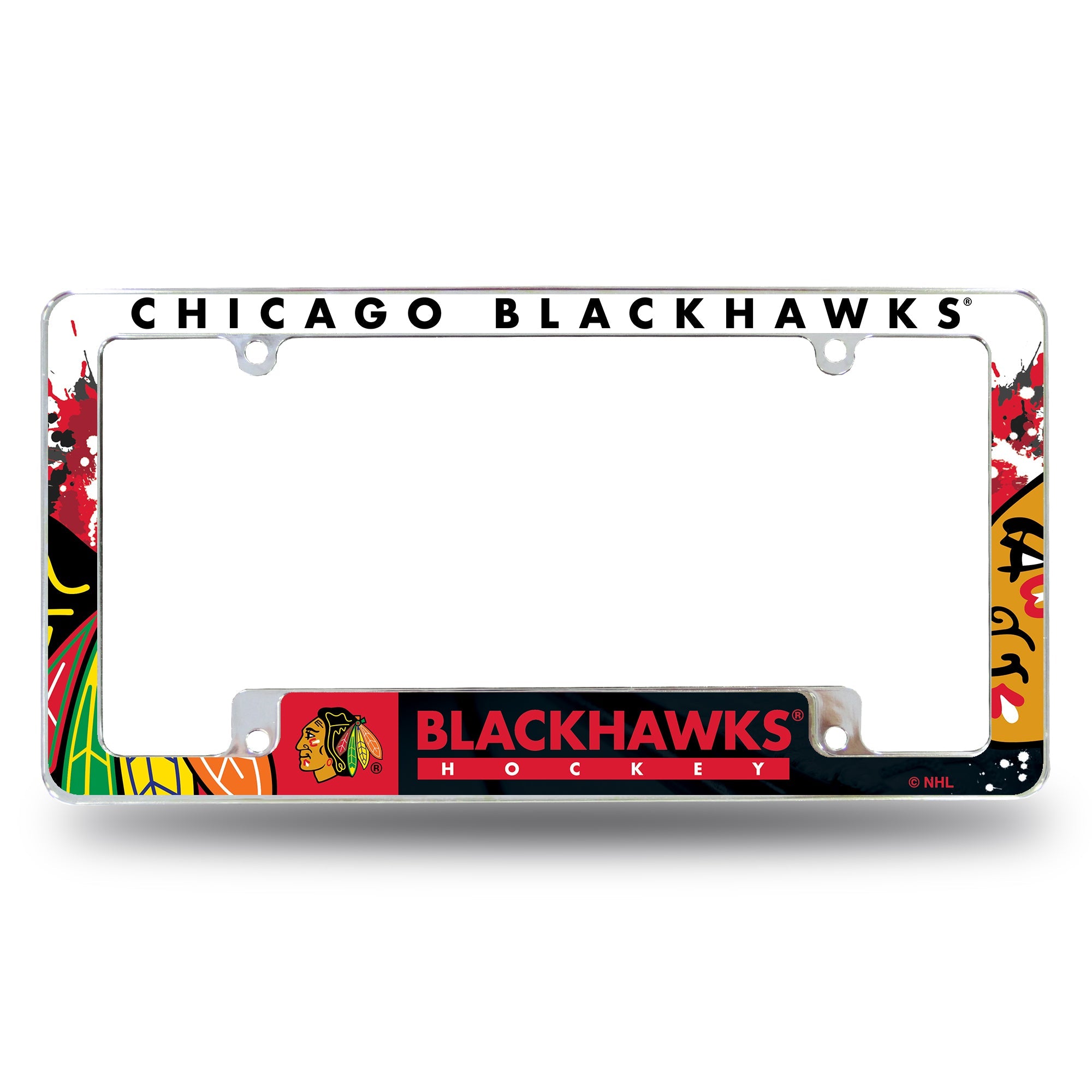 Chicago Blackhawks All Over 12 x 6 Chrome Frame