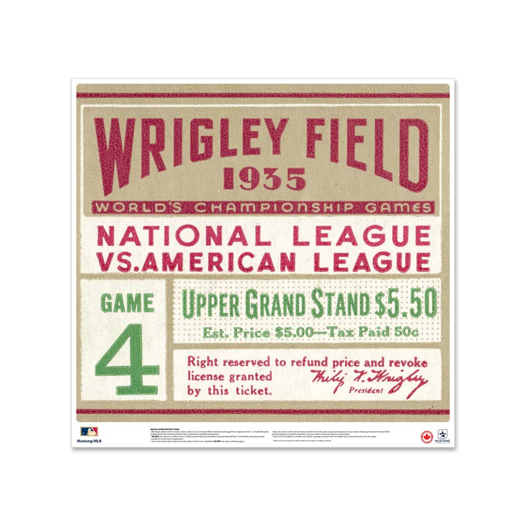 24 Repositionable W Series Ticket Chicago Cubs Left 1935G4L