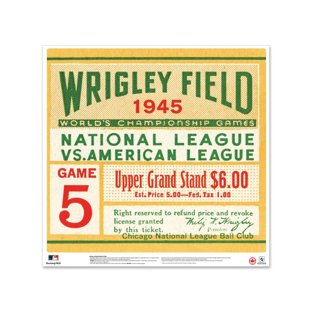 24 Repositionable W Series Ticket Chicago Cubs Left 1945G5L