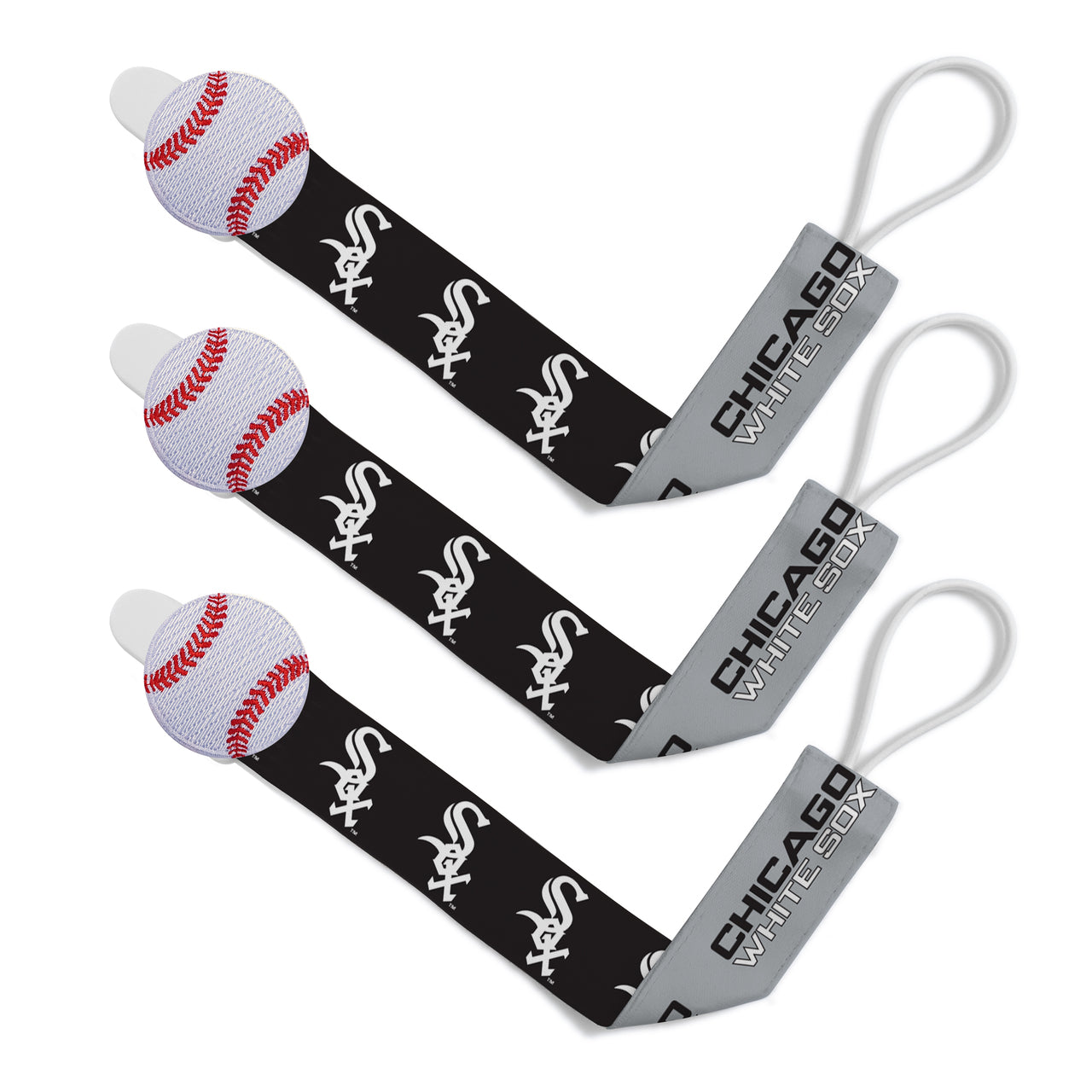 BABY FANATICS MLB CHICAGO WHITE SOX 3-PACK PACIFIER CLIPS