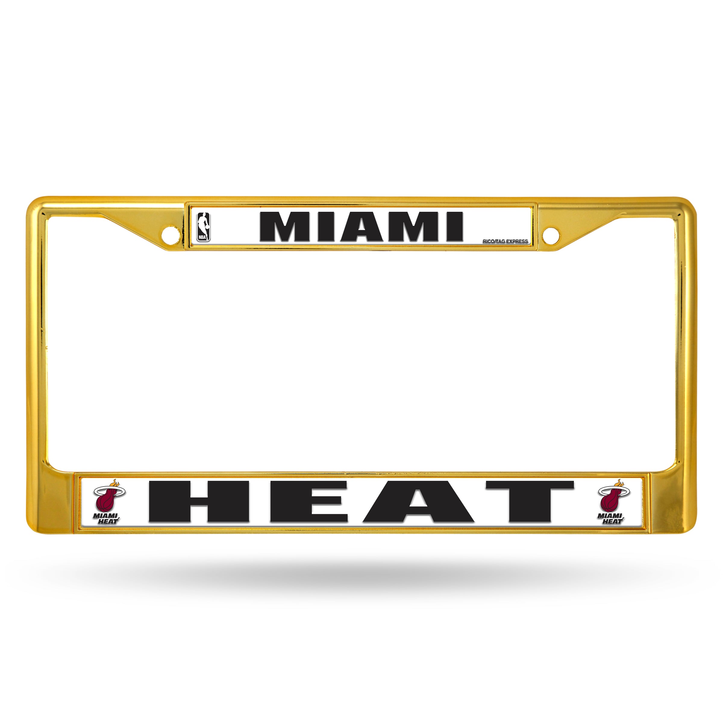 Miami Heat Colored Chrome 12 x 6 Gold License Plate Frame