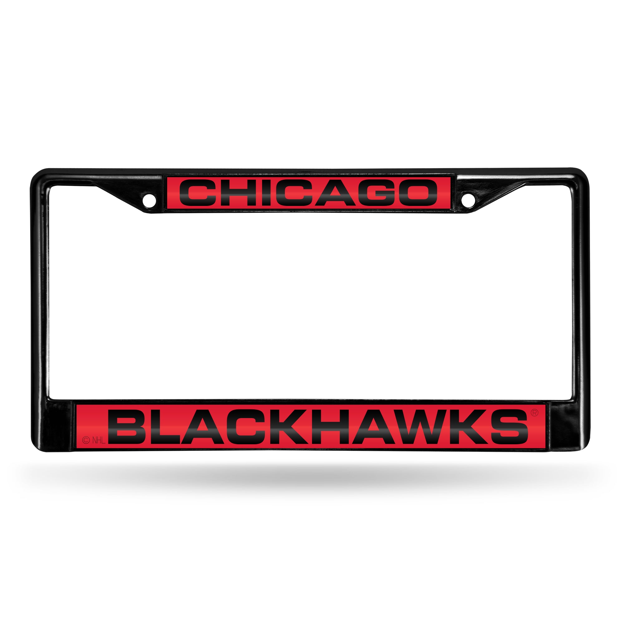 Chicago Blackhawks Black Laser Chrome 12 x 6 License Plate Frame