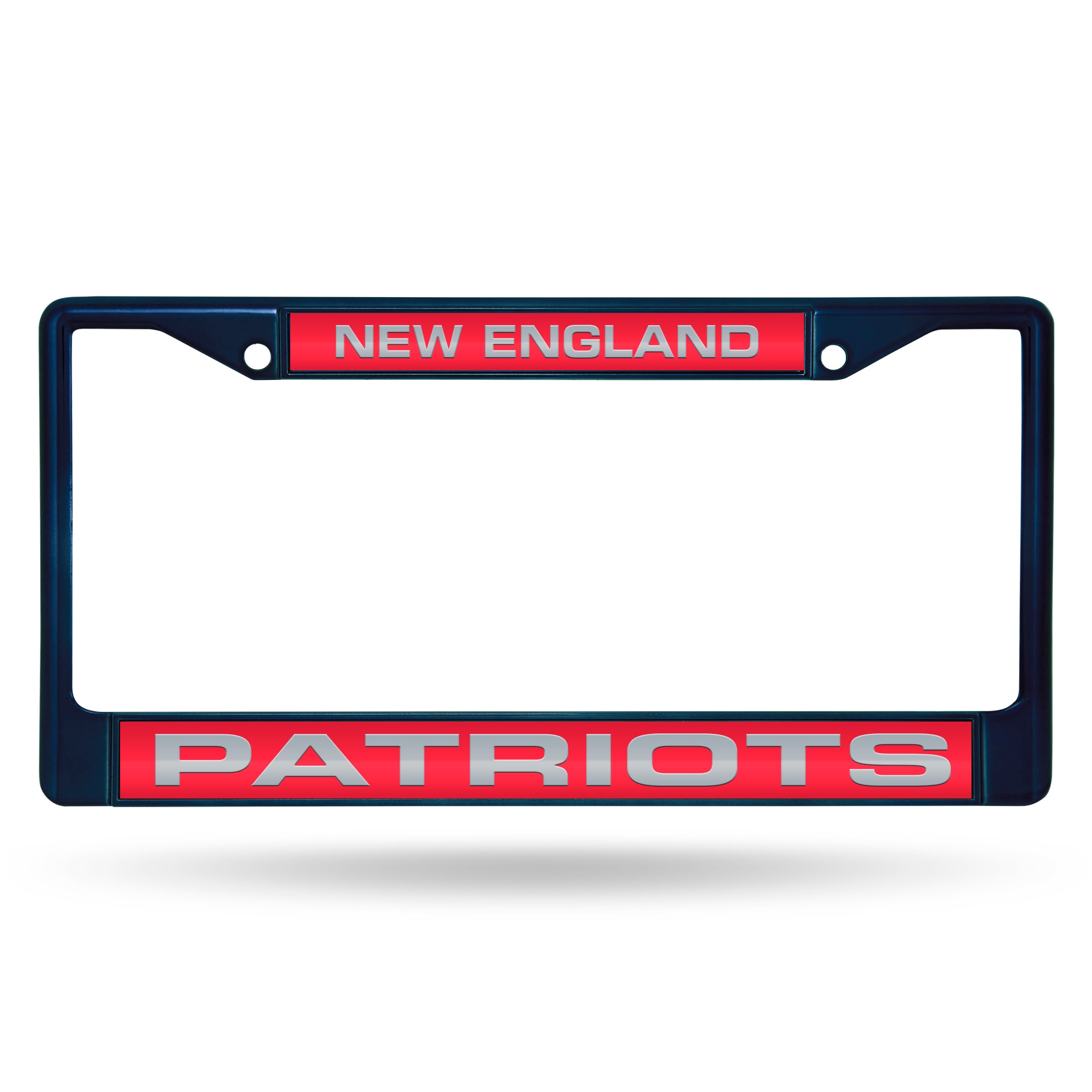 New England Patriots Laser Colored Chrome 12 x 6 Navy License Plate Frame