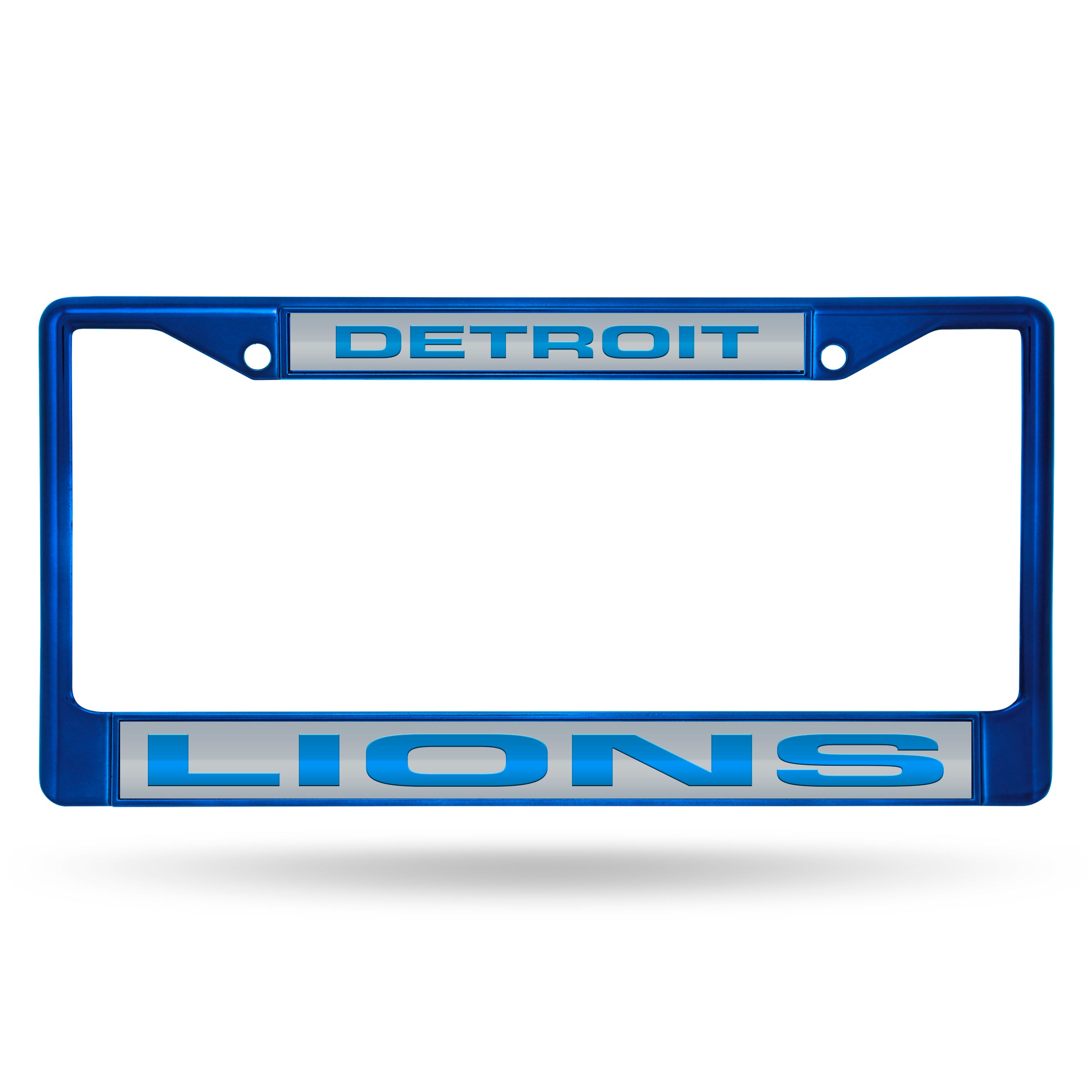 Detroit Lions Laser Colored Chrome 12 x 6 Blue License Plate Frame