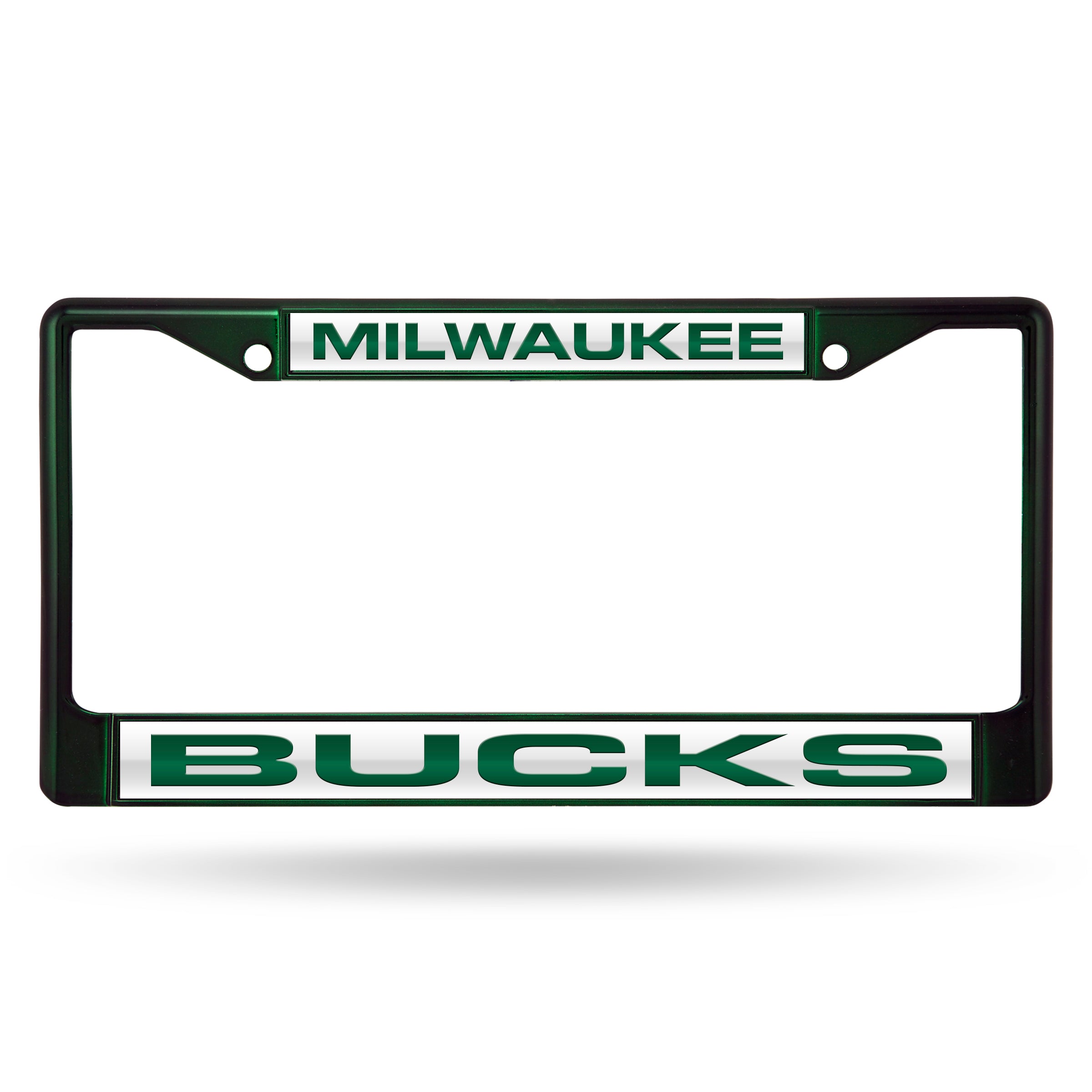 Milwaukee Bucks Laser Colored Chrome 12 x 6 License Plate Frame