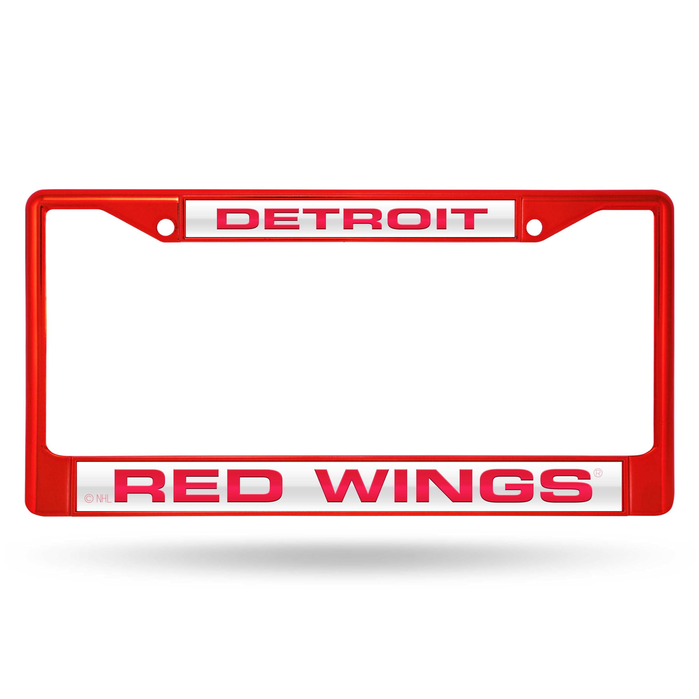 Detroit Red Wings Laser Colored Chrome 12 x 6 Red License Plate Frame