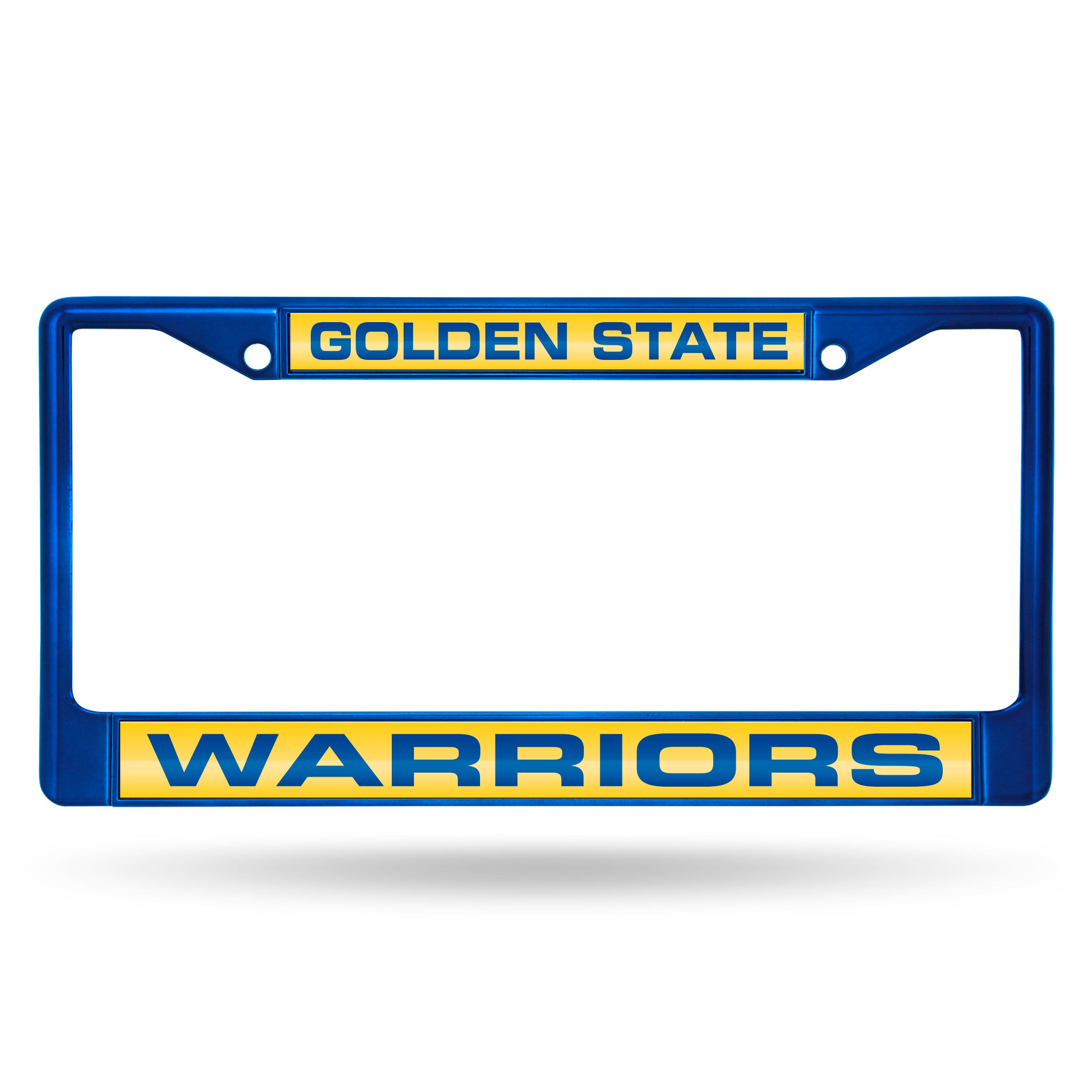 Golden State Warriors Laser Colored Chrome 12 x 6 Blue License Plate Frame