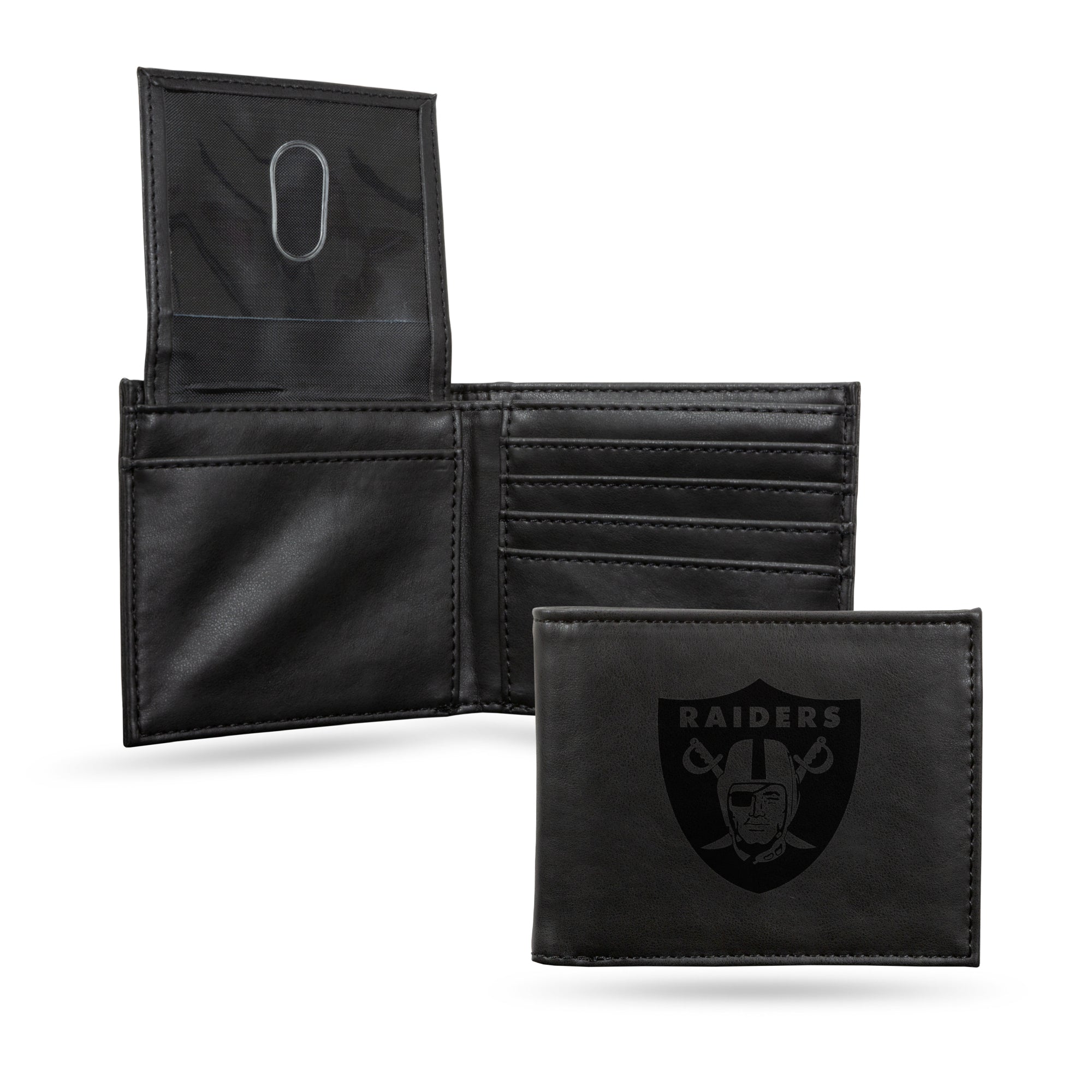 NFL Las Vegas Raiders Laser Engraved Bill-fold Wallet - Slim Design - Great Gift By Rico Industries