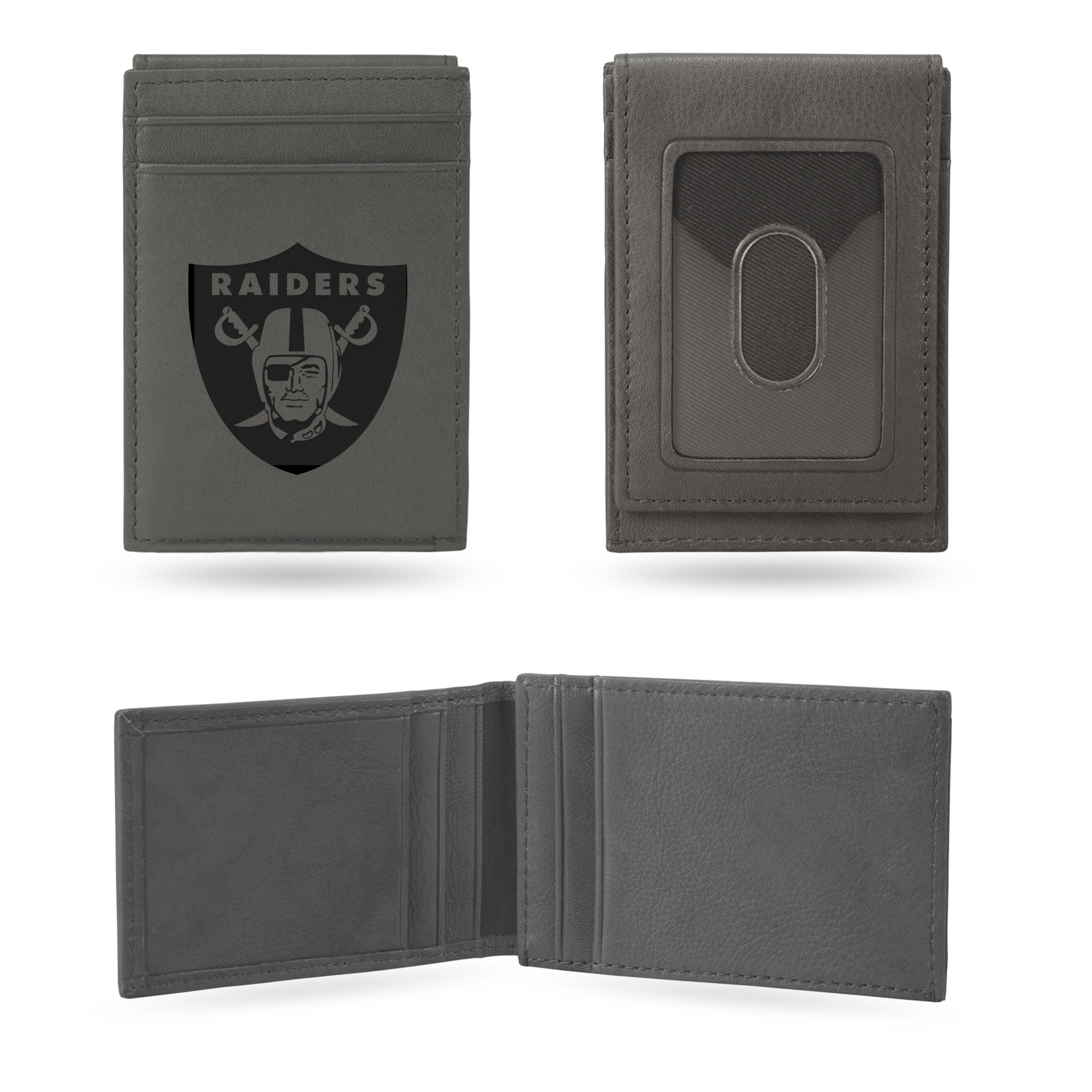 Raiders Laser Engraved Gray Front Pocket Wallet