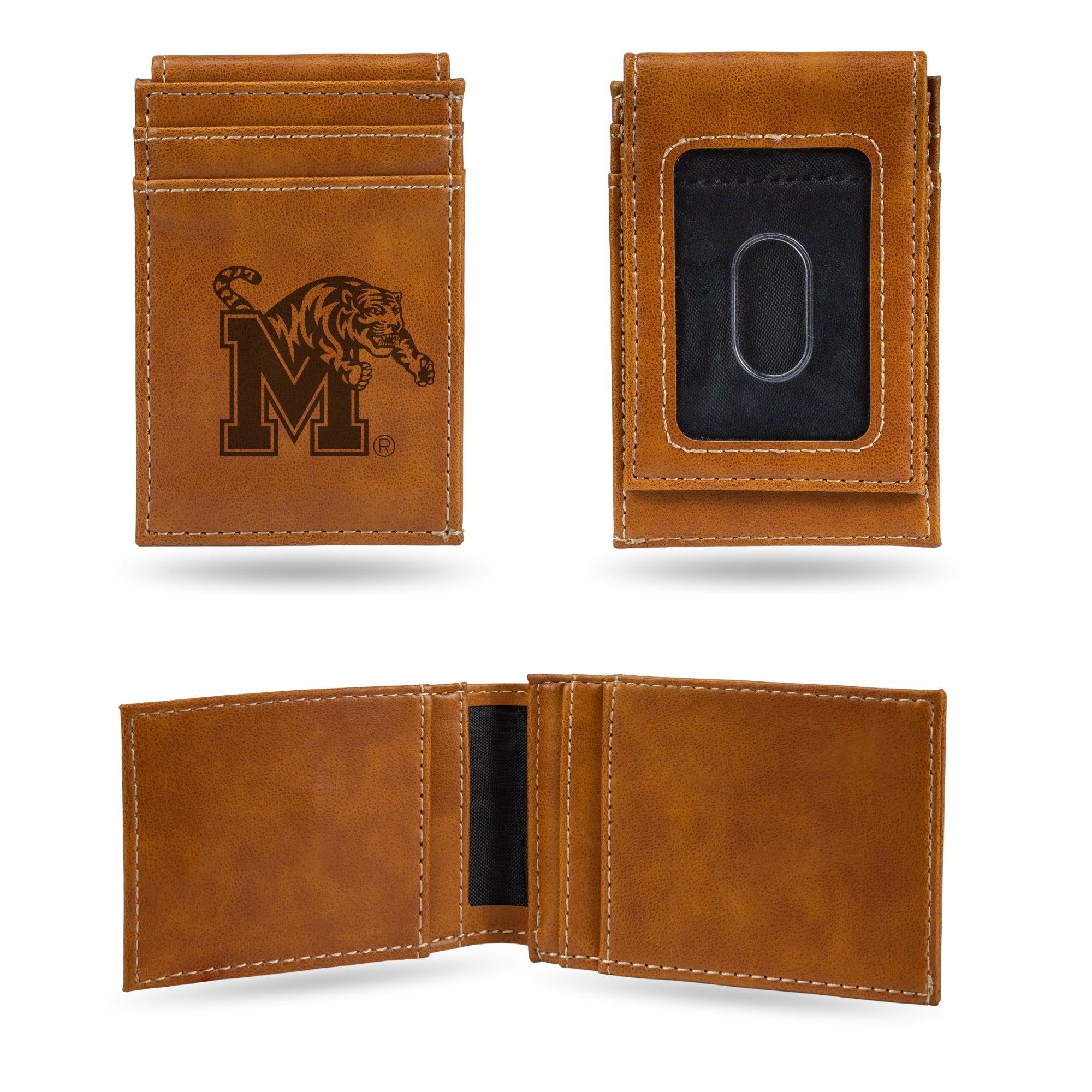 NCAA Rico Industries Memphis Tigers Brown Laser Engraved Front Pocket Wallet