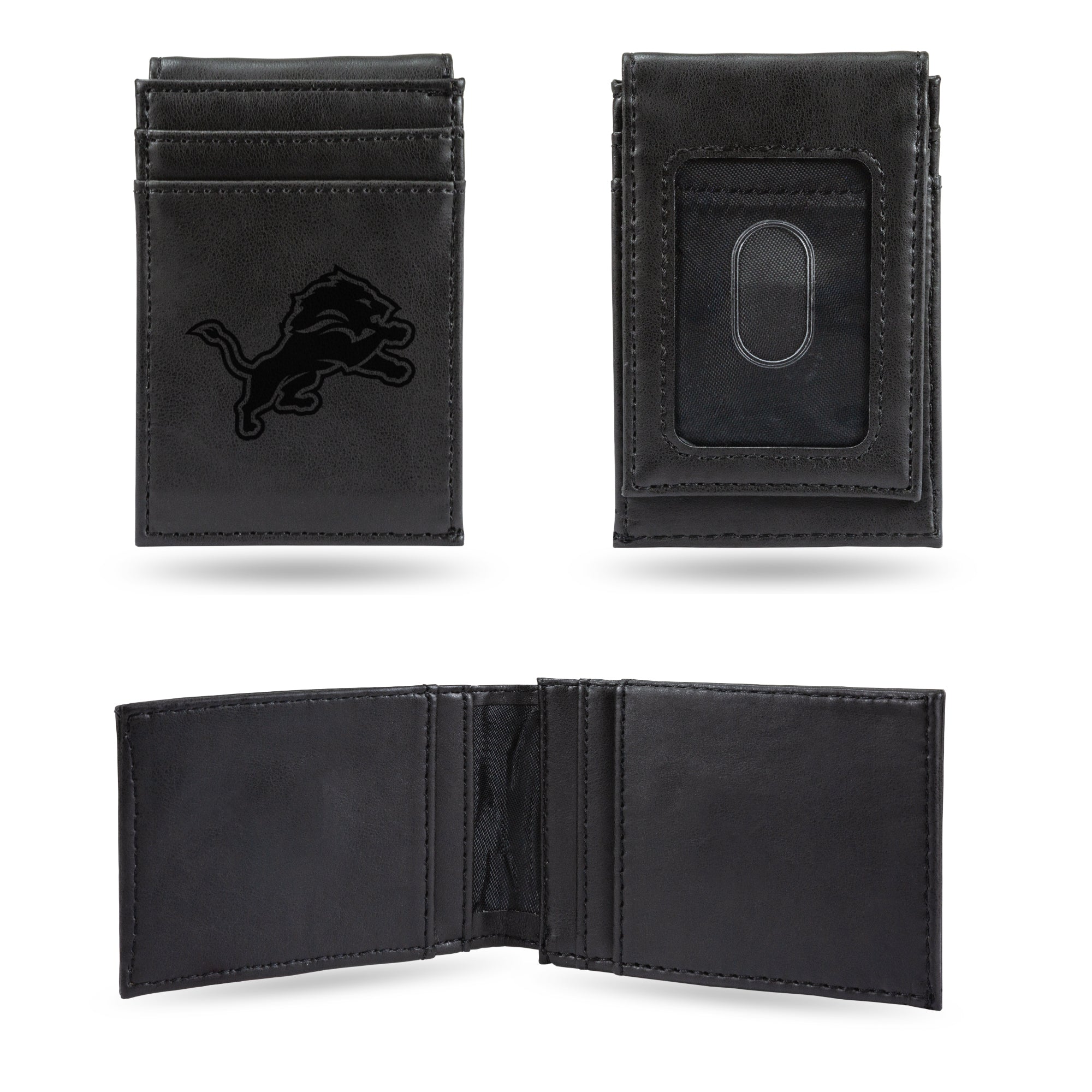 Detroit Lions Black Laser Engraved Front Pocket Wallet