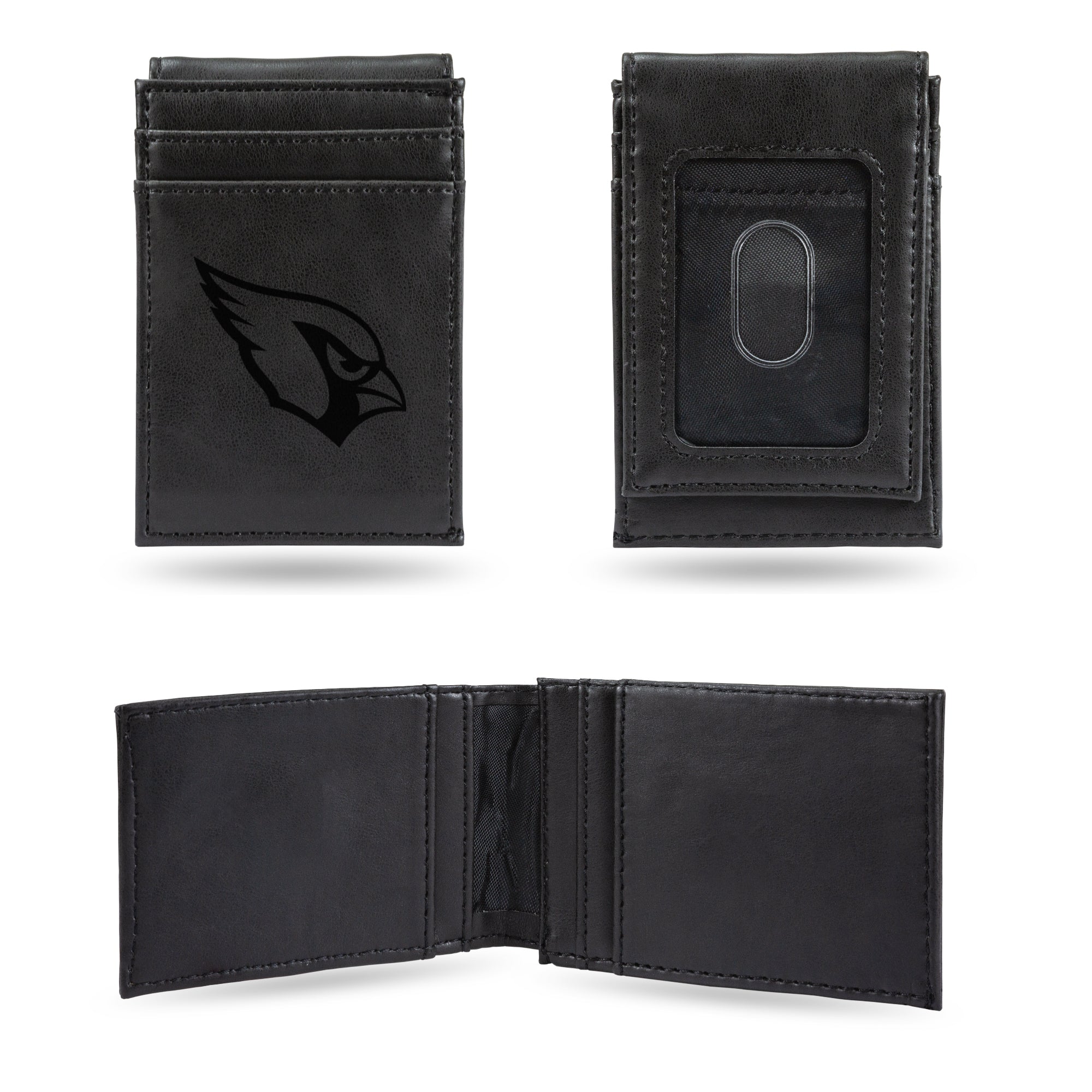 Arizona Cardinals Black Laser Engraved Front Pocket Wallet