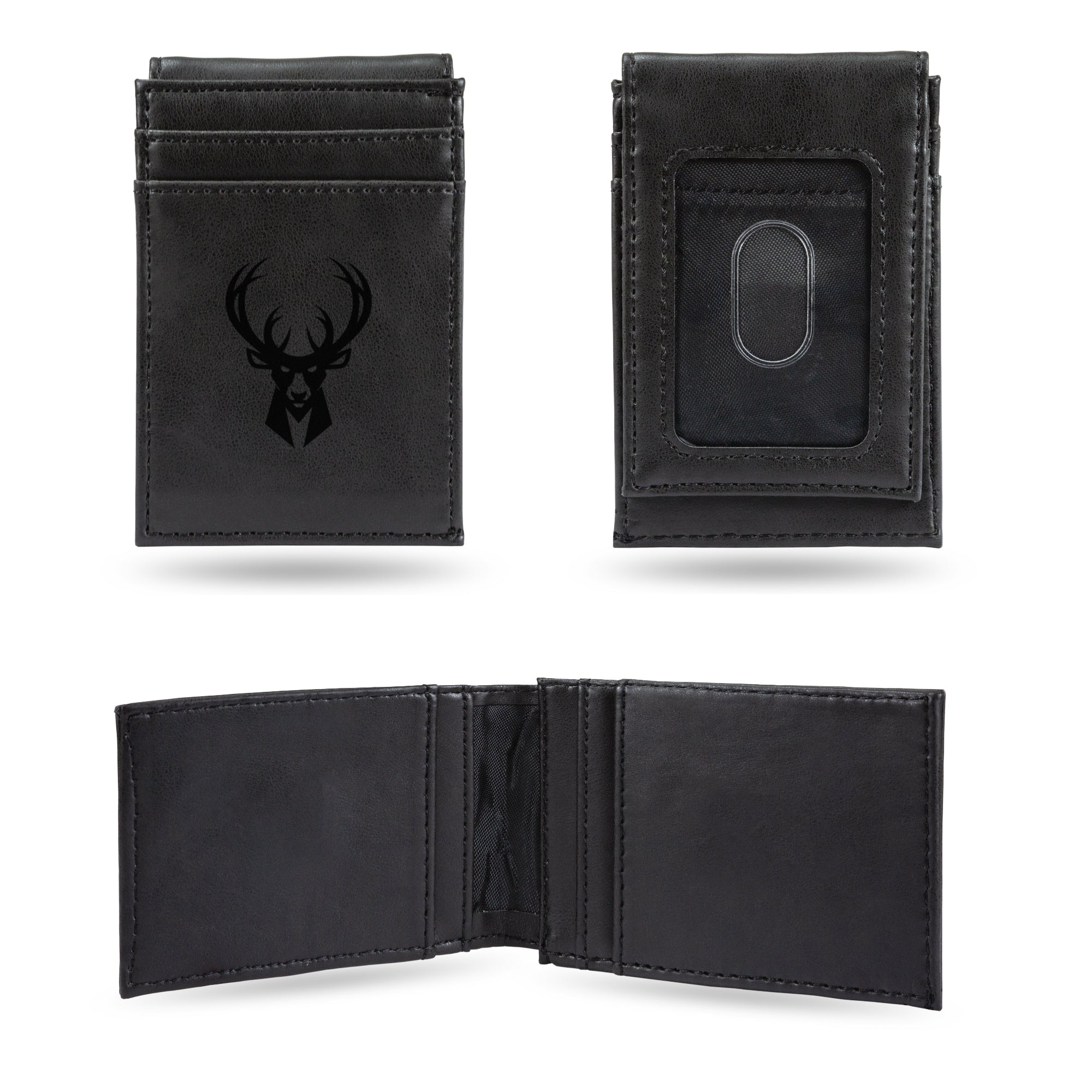 Milwaukee Bucks Black Laser Engraved Front Pocket Wallet