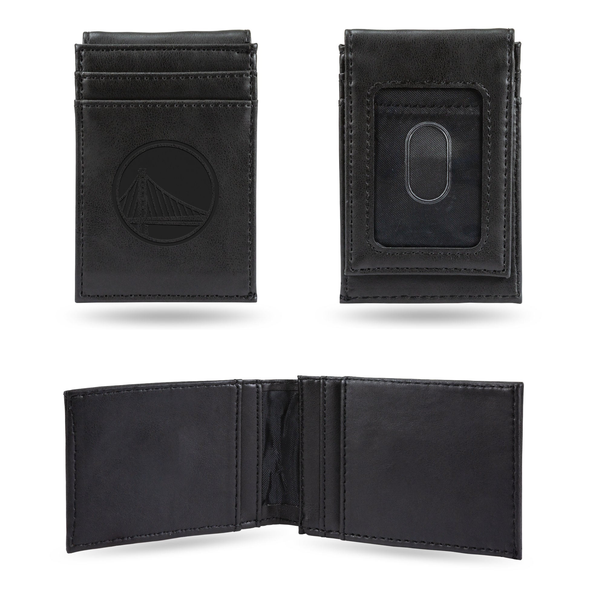 Golden State Warriors Black Laser Engraved Front Pocket Wallet