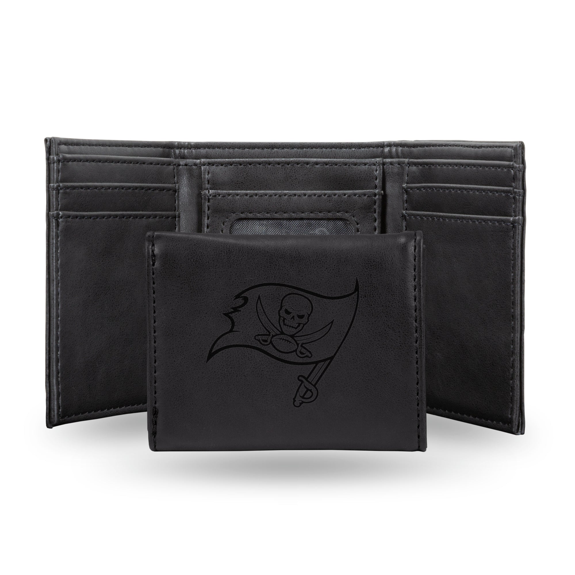 NFL Tampa Bay Buccaneers Laser Engraved Black Tri-Fold Wallet - Men's Accessory By Rico Industri