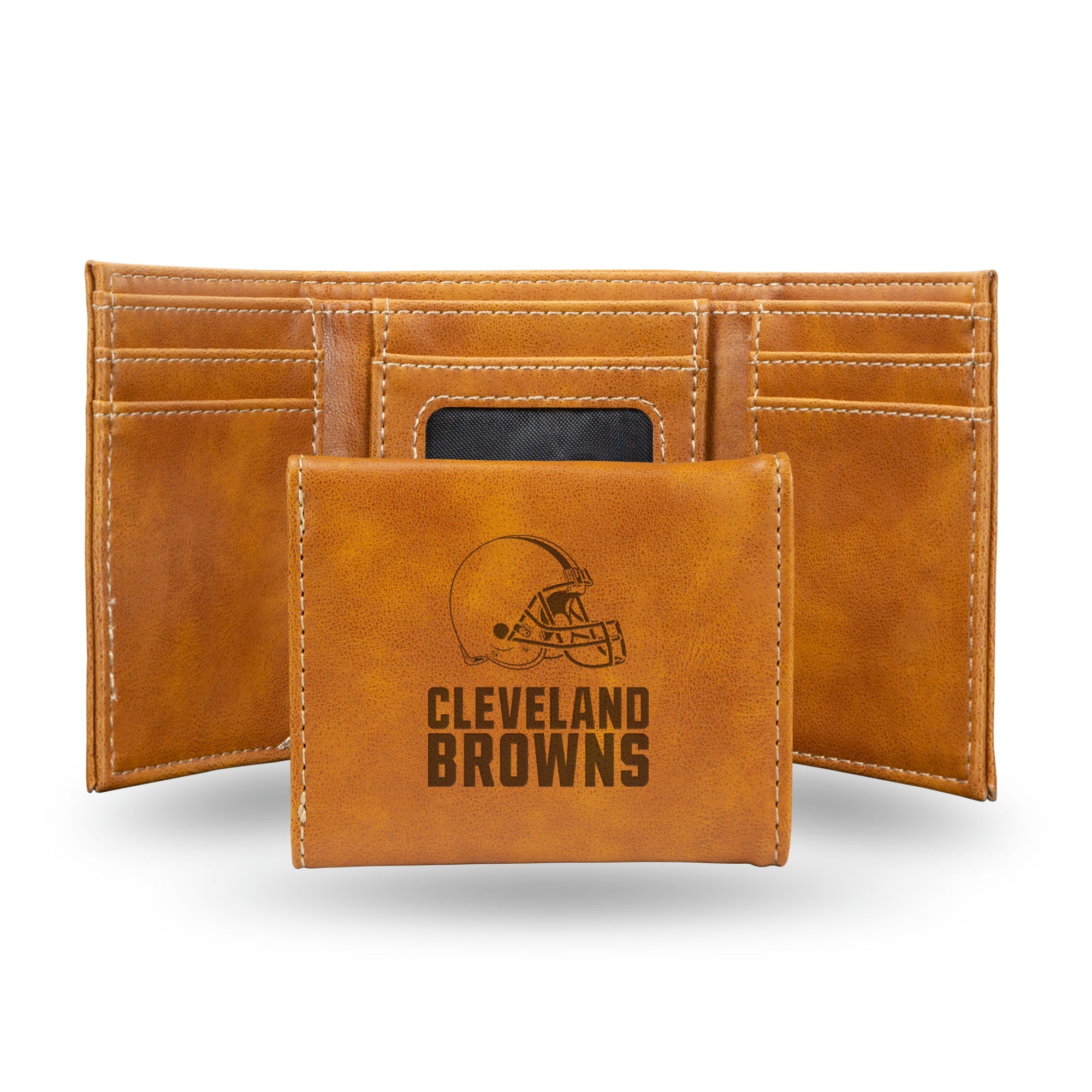 NFL Cleveland Browns Laser Engraved Brown Tri-Fold Wallet - Men's Accessory By Rico Industries