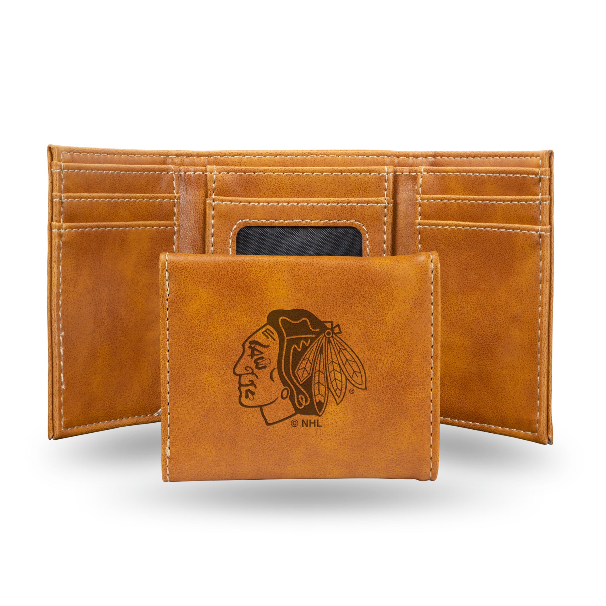 Chicago Blackhawks Brown Laser Engraved Trifold