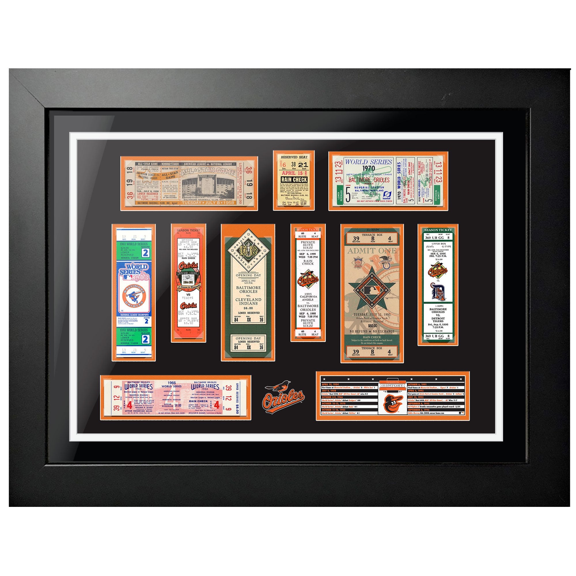 18x24 Framed Baltimore Orioles World Series Ticket To History