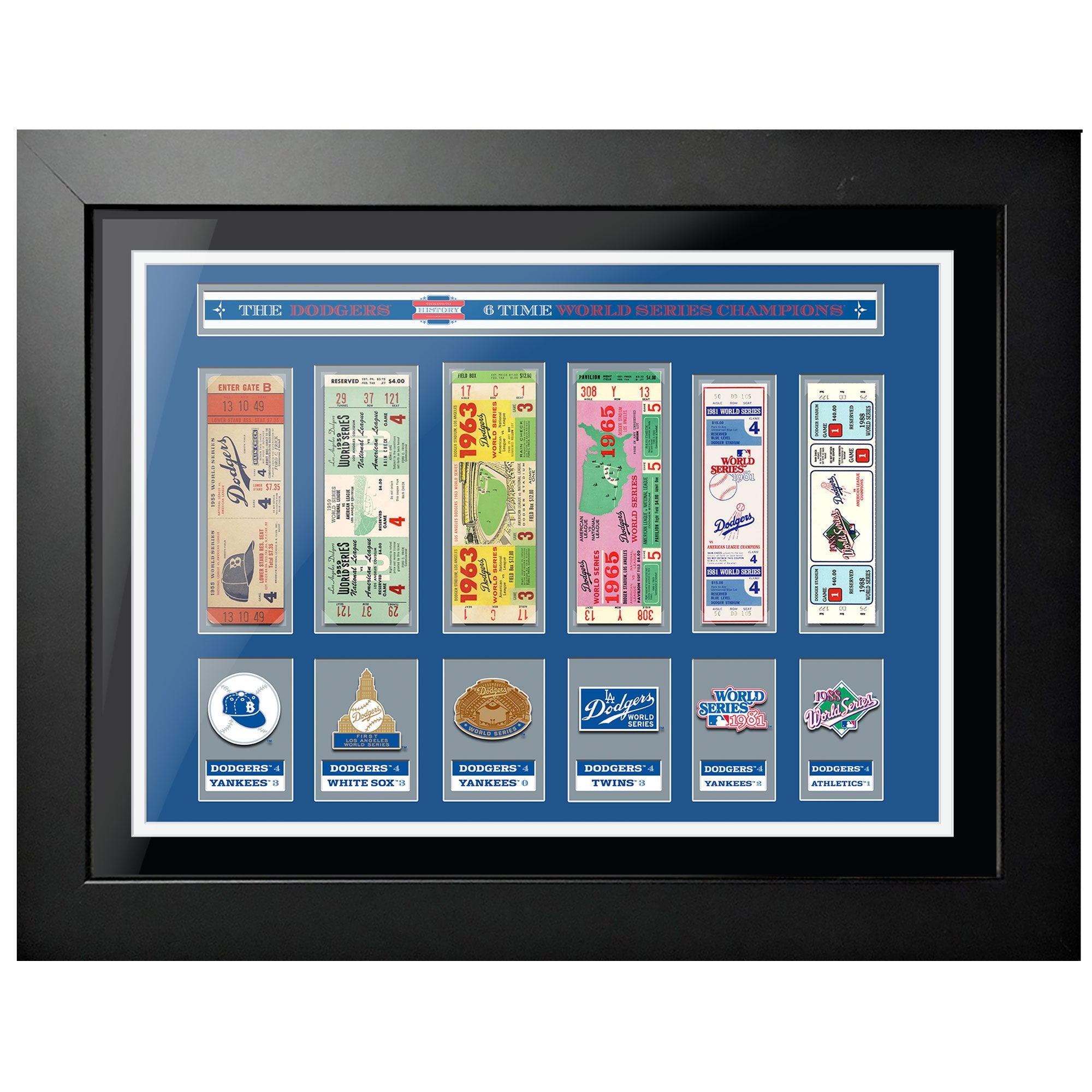 18x24 Framed Los Angeles Dodgers World Series Ticket To History