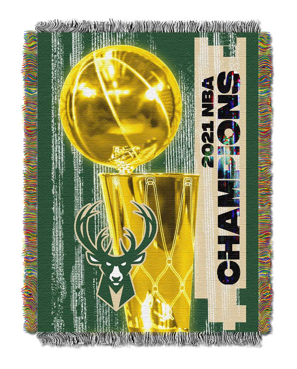 Milwaukee Bucks NBA 2021 Champions Woven Tapestry Throw Blanket