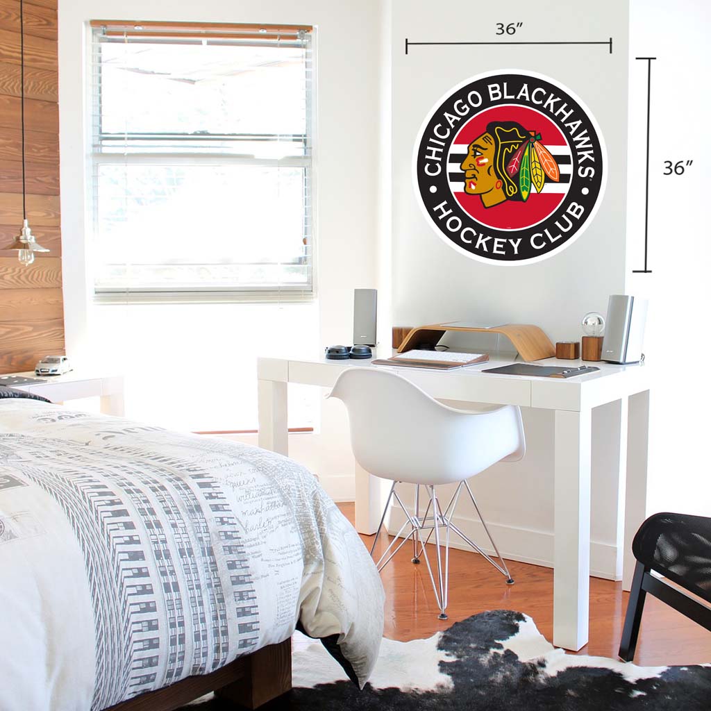 Chicago Blackhawks 36x36 Team Reposistional Wall Vinyl Stripe Design