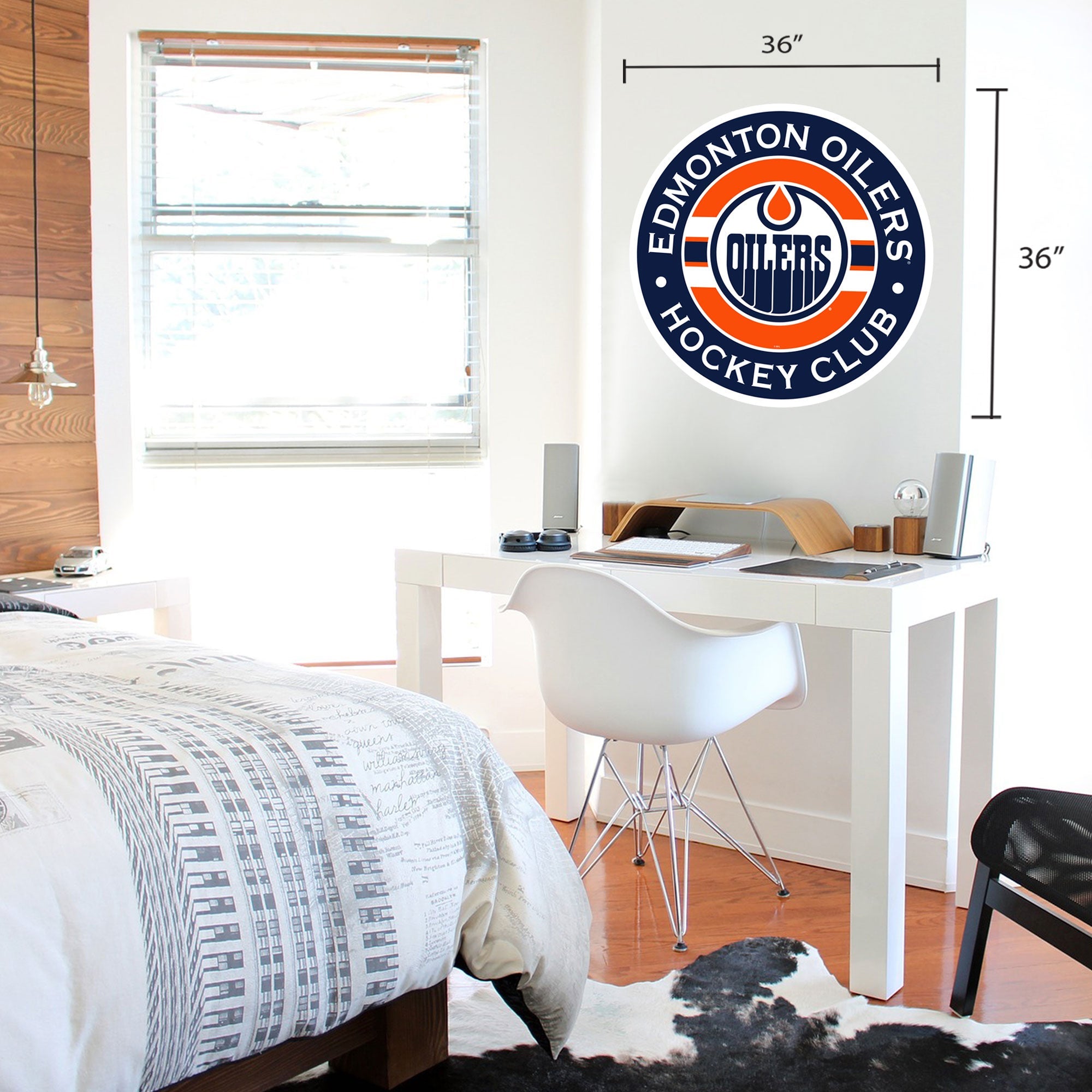 Edmonton Oilers 36x36 Team Stripe Logo Repositional Wall Decal