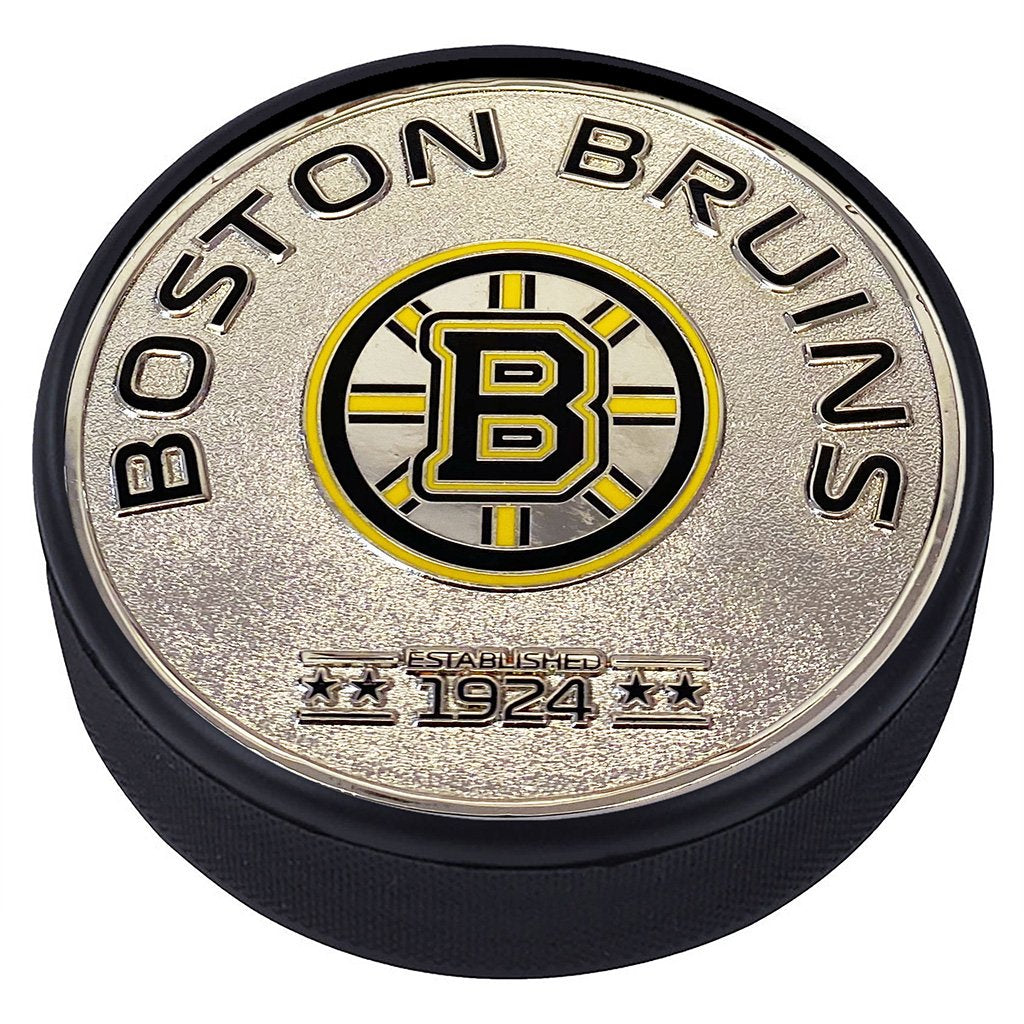Medallion Puck - Boston Bruins Silver Established