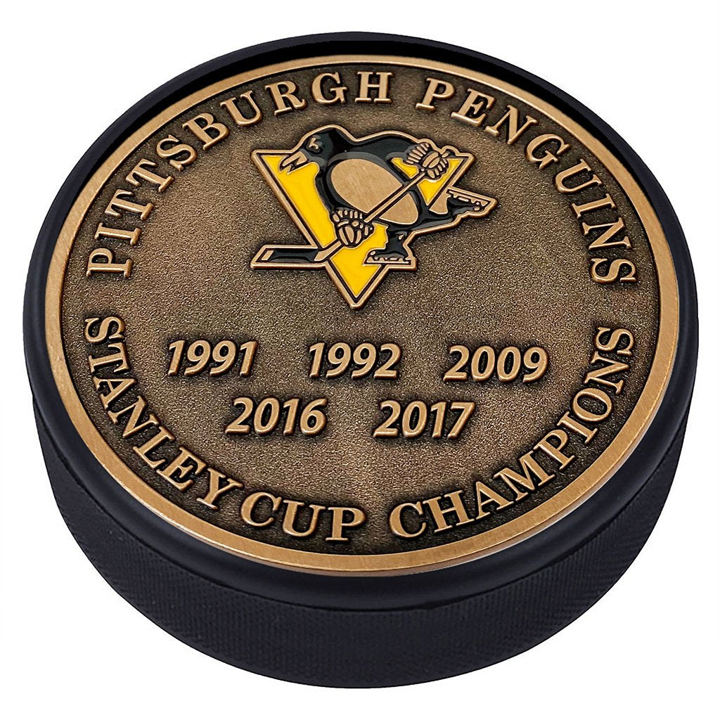 Medallion Puck - Pittsburgh Penguins Stanley Cup Years Gold