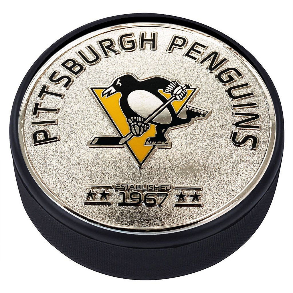 Medallion Puck - Pittsburgh Penguins Silver Established