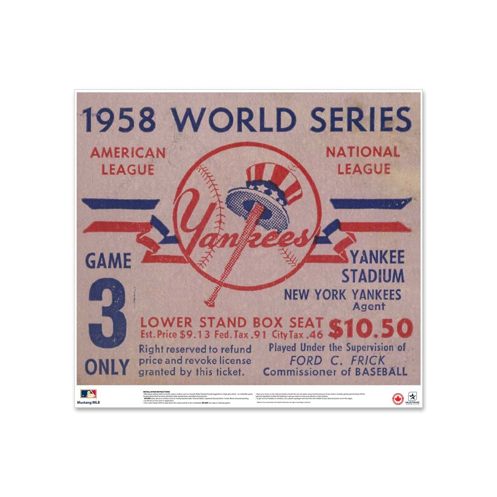 24 Repositionable W Series Ticket New York Yankees Left 1958G3L