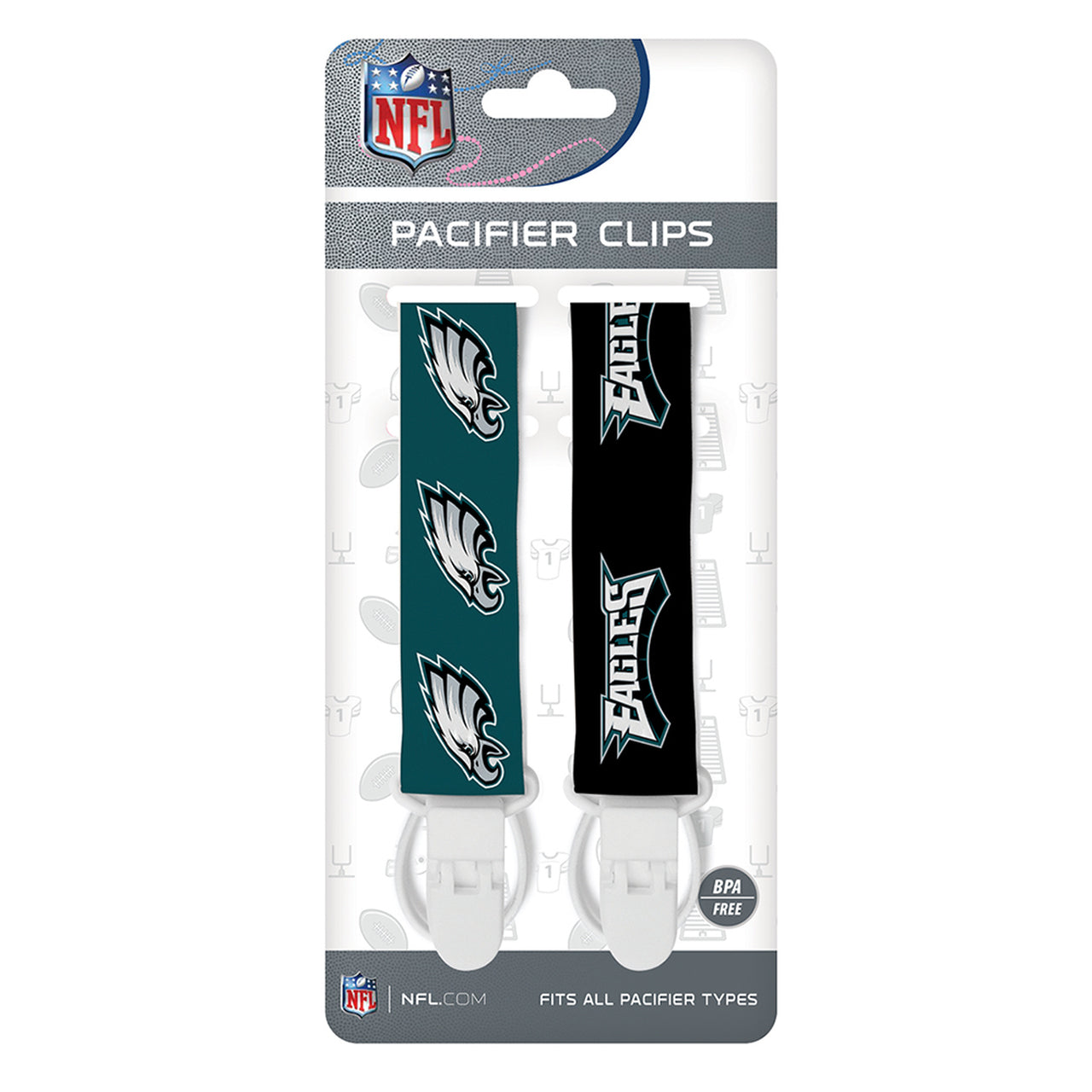 BABY FANATIC NFL PHILADELPHIA EAGLES 2-PACK PACIFIER CLIPS