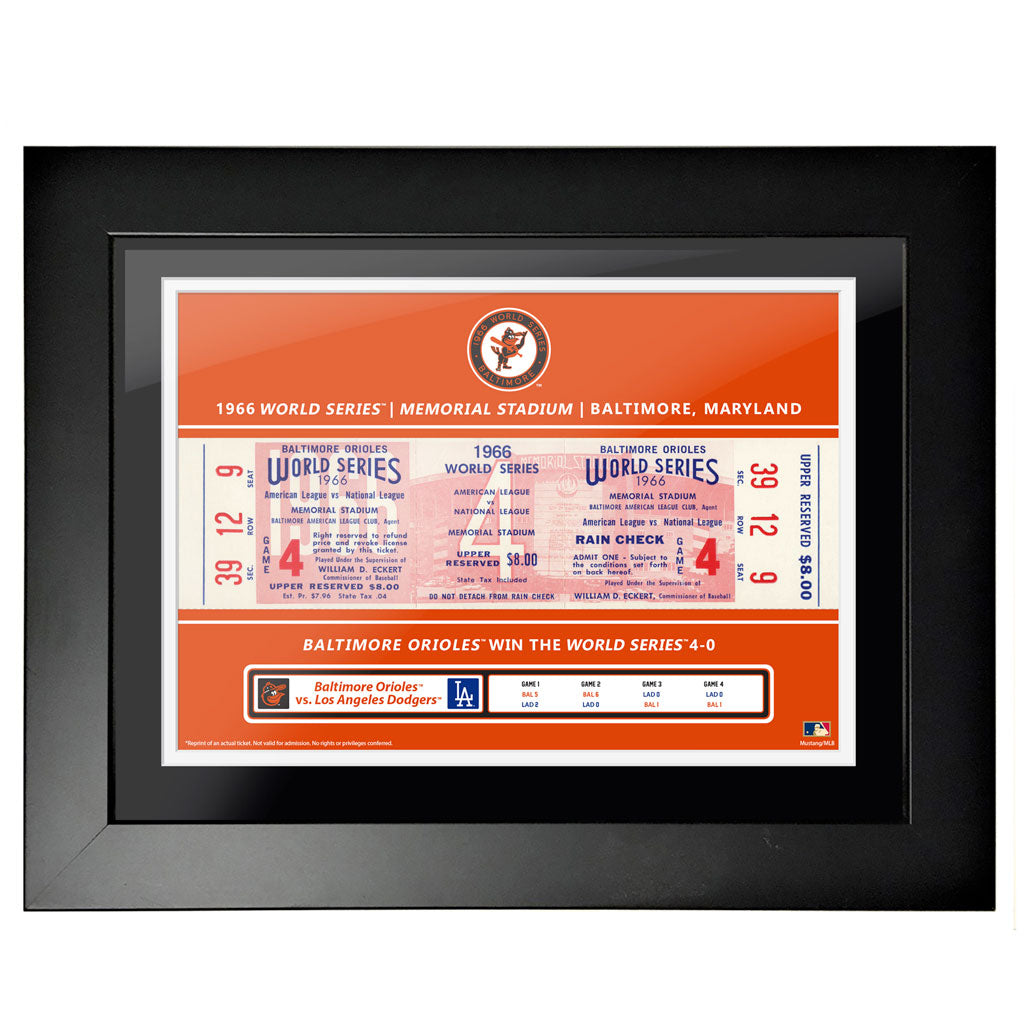 12x16 World Series Ticket Framed Baltimore Orioles 1966 G4