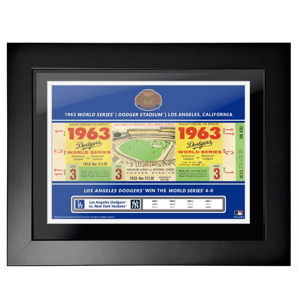 12x16 World Series Ticket Framed La Dodgers 1963 G3