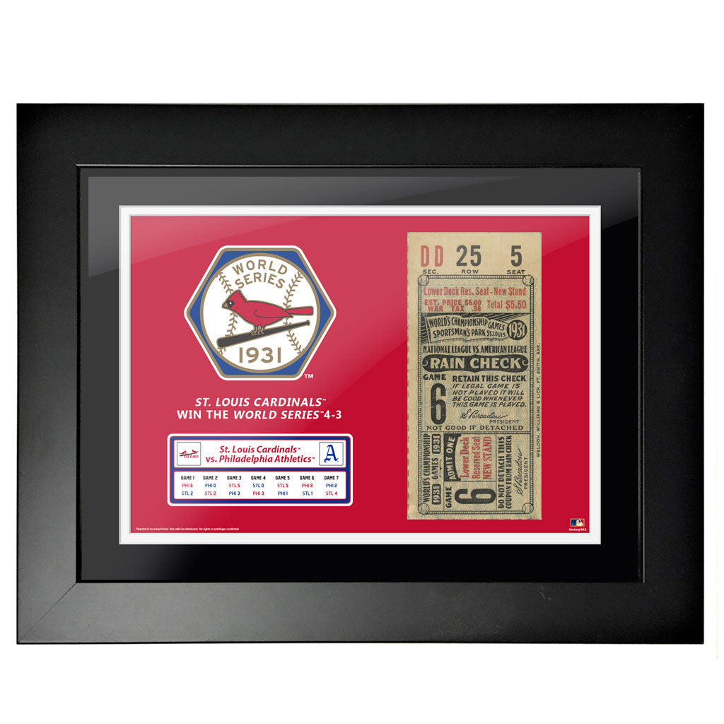 12x16 World Series Ticket Framed St. Louis Cardinals 1931 G6