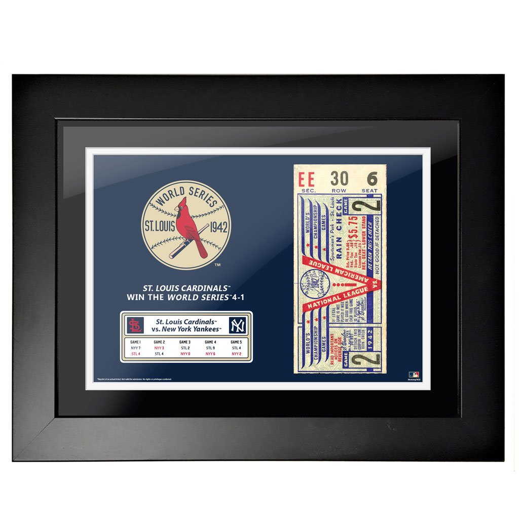 12x16 World Series Ticket Framed St. Louis Cardinals 1942 G2