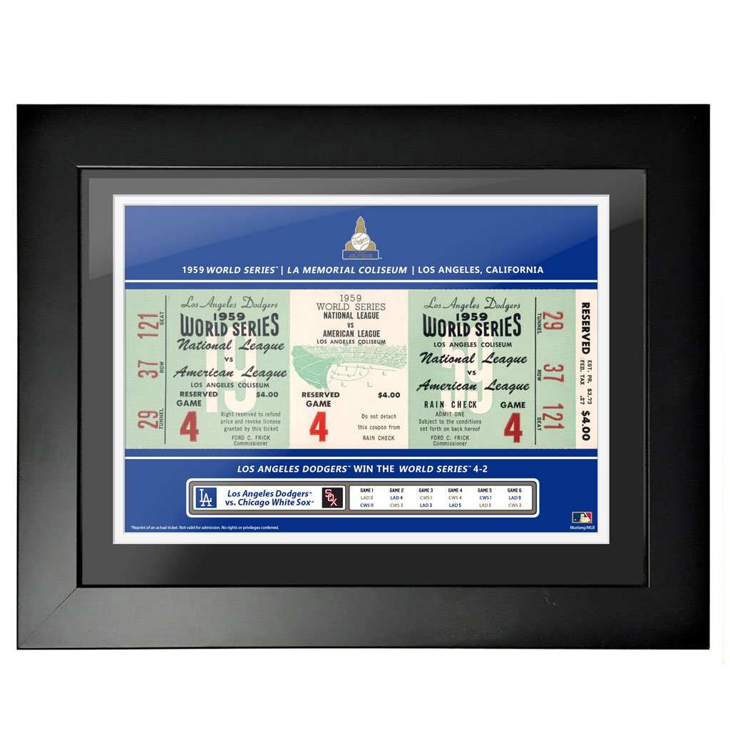 Los Angeles Dodgers 18x24 1959 Game 4 World Series Framed Ticket