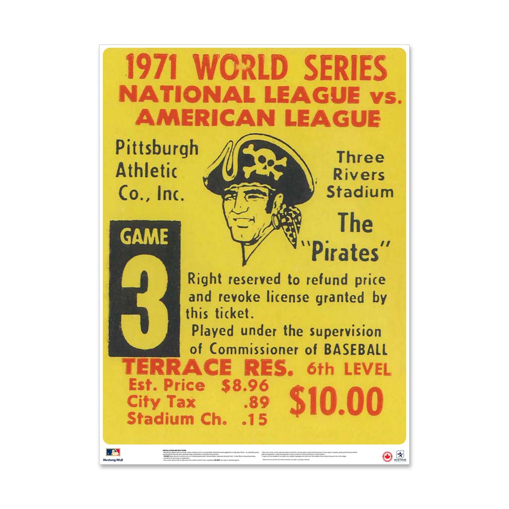 24 Repositionable W Series Ticket Pittsburgh Pirates Right 1971G3R