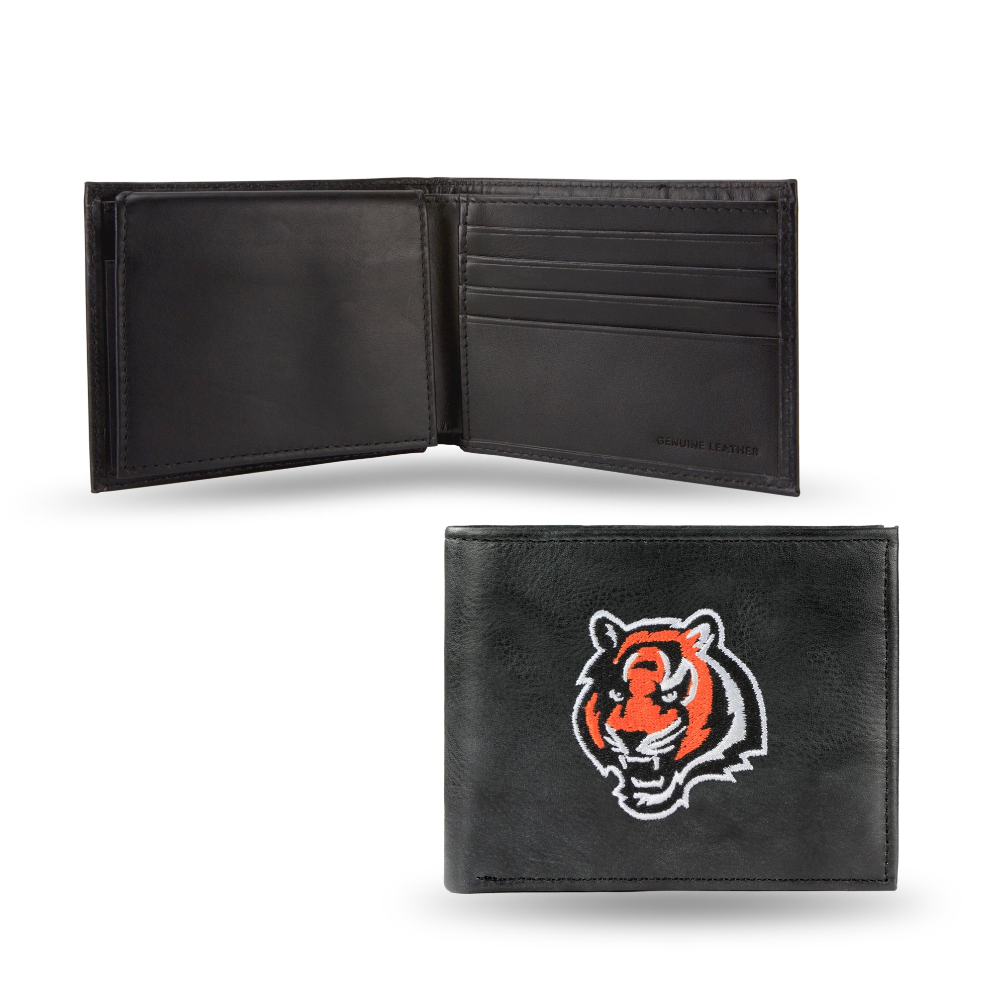 NFL Cincinnati Bengals Embroidered Genuine Leather Billfold Wallet 3.25" x 4.25" - Slim By