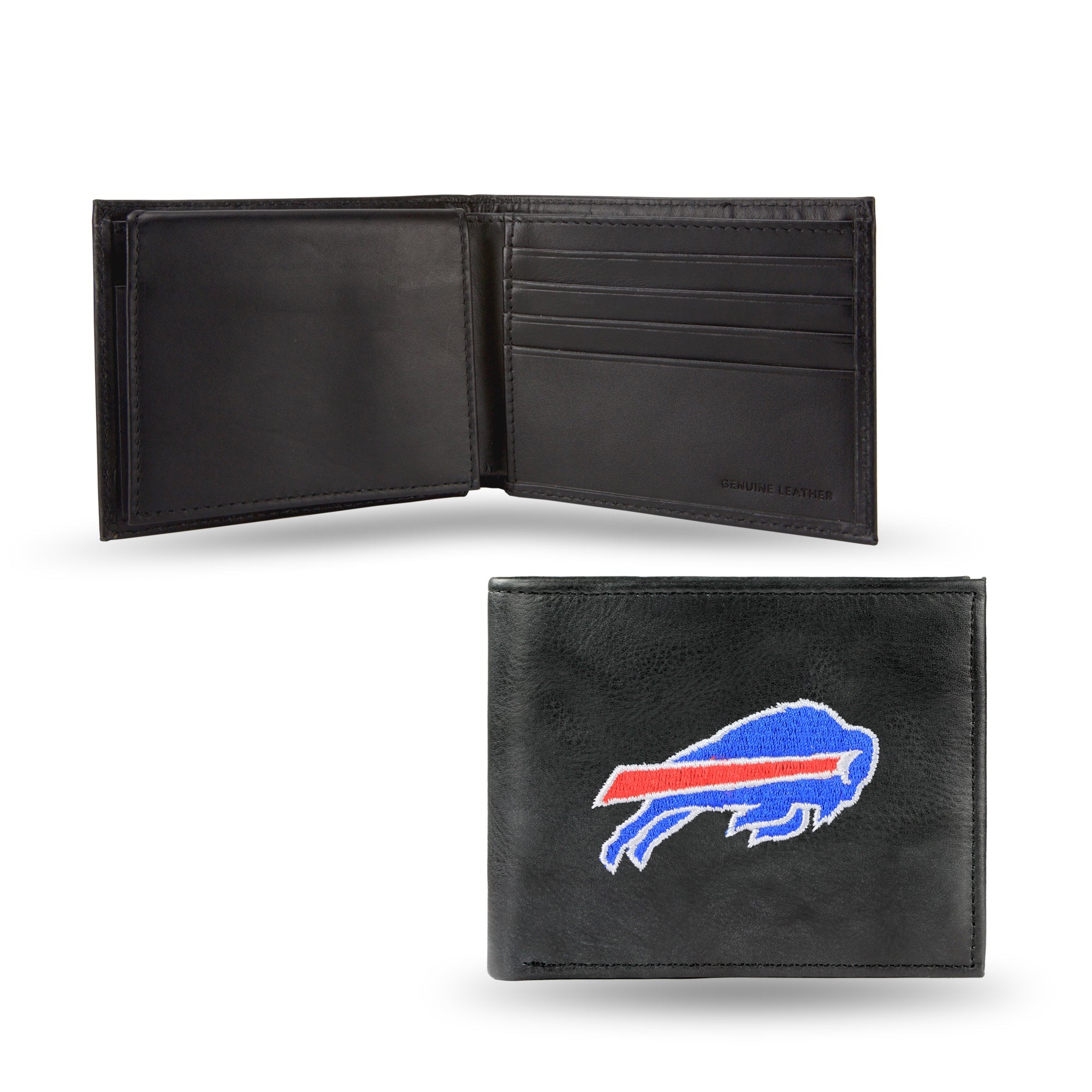 NFL Buffalo Bills Embroidered Genuine Leather Billfold Wallet 3.25" x 4.25" - Slim