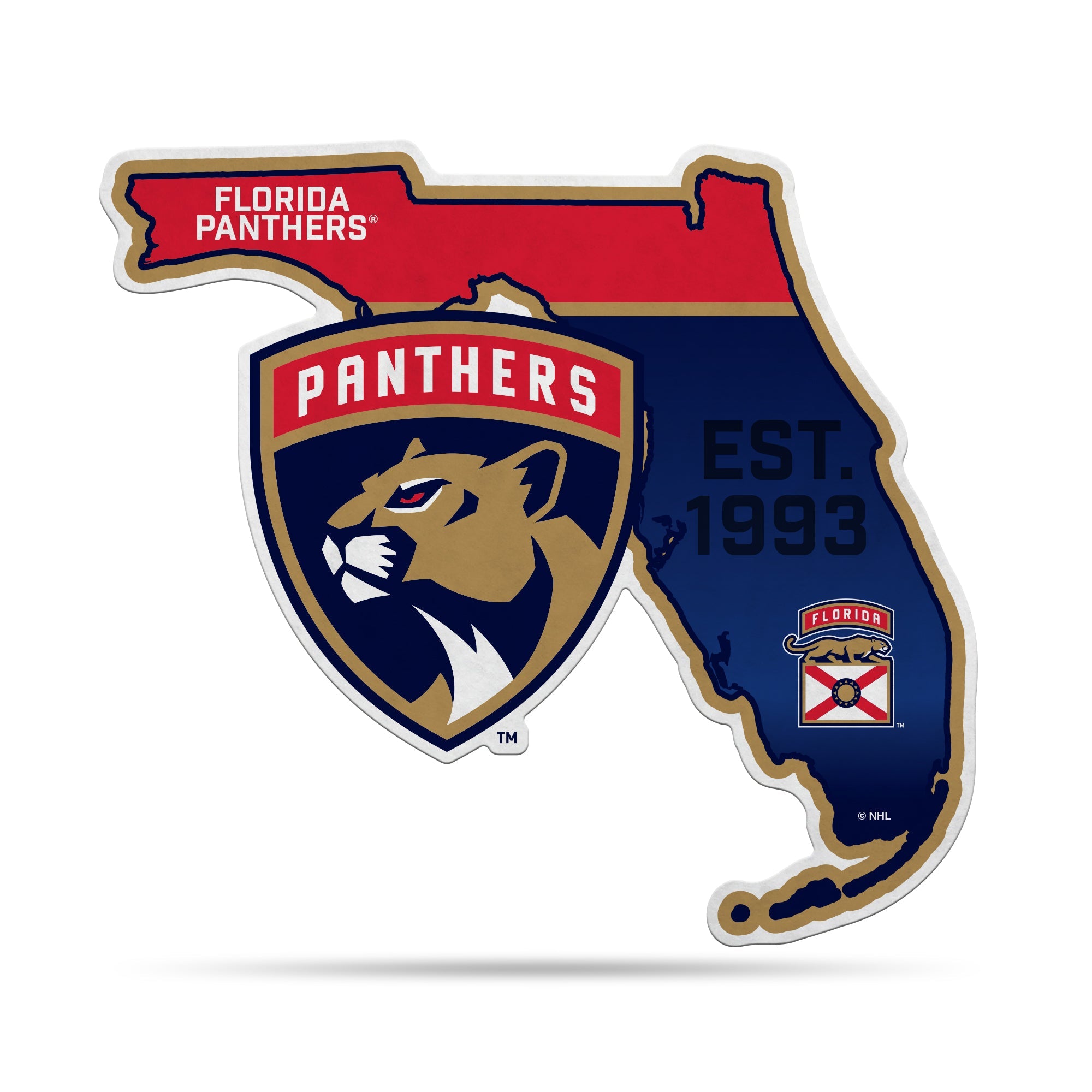 NHL Rico Industries Florida Panthers State Shape Cut Pennant - Soft Felt EZ to Hang