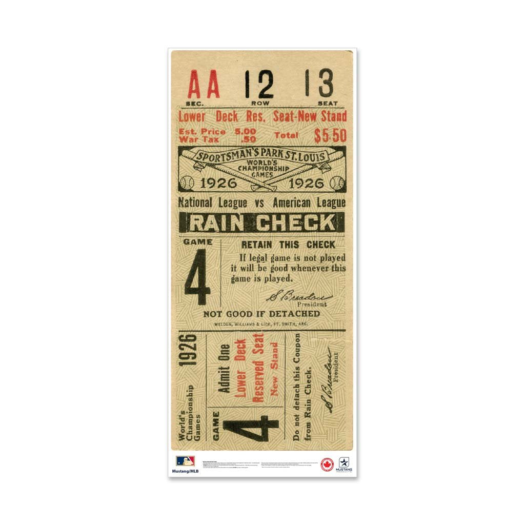 24 Repositionable W Series Ticket St. Louis Cardinals 1926G4