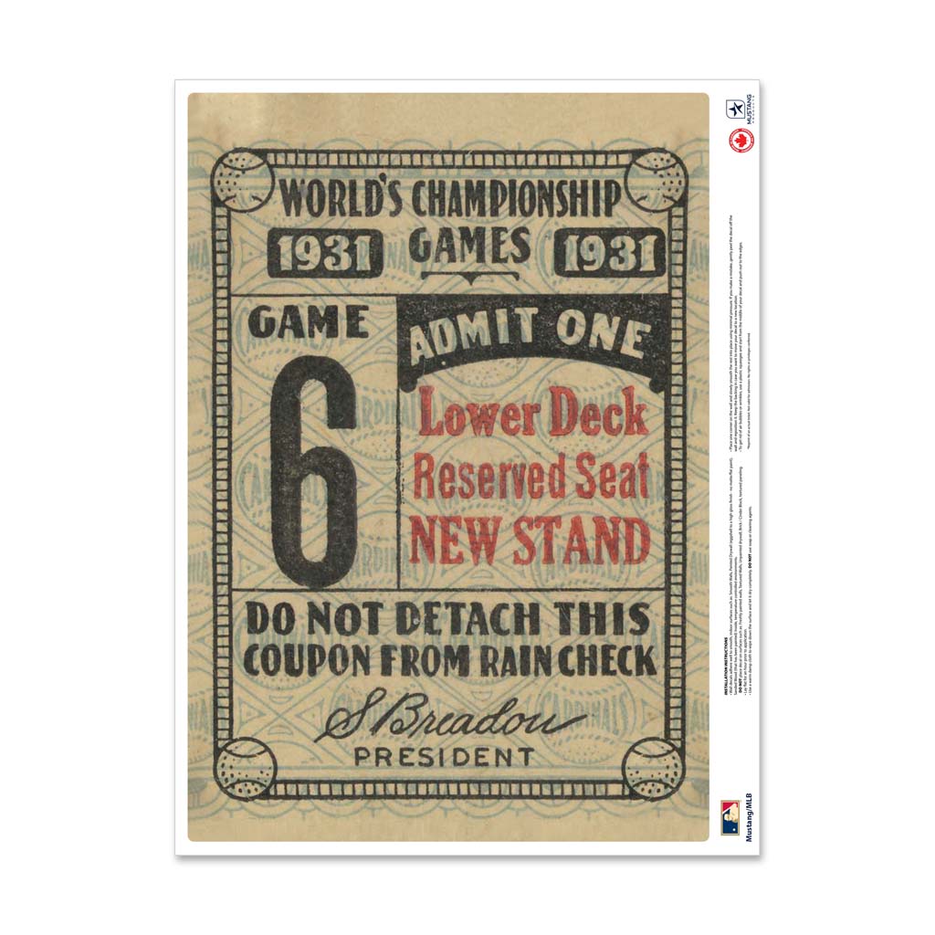 24 Repositionable W Series Ticket St. Louis Cardinals Left 1931G6L